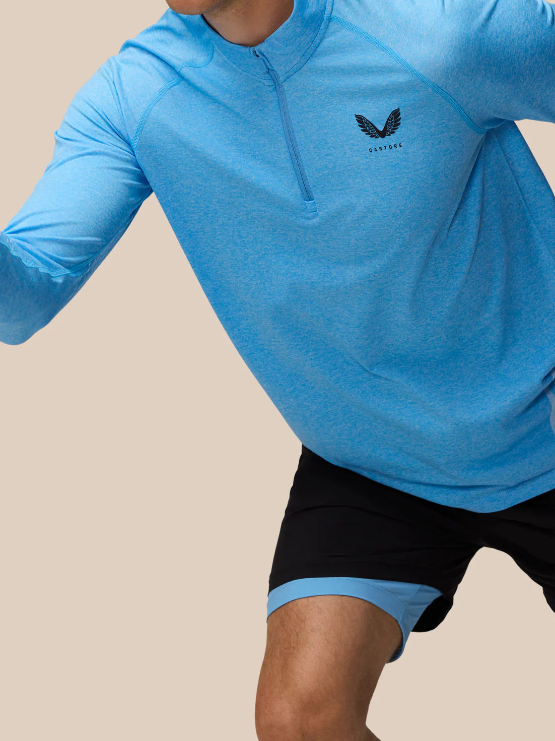 Flow Seamless Quarter Zip Long Sleeve Top - Cool Blue/Black - Image 4