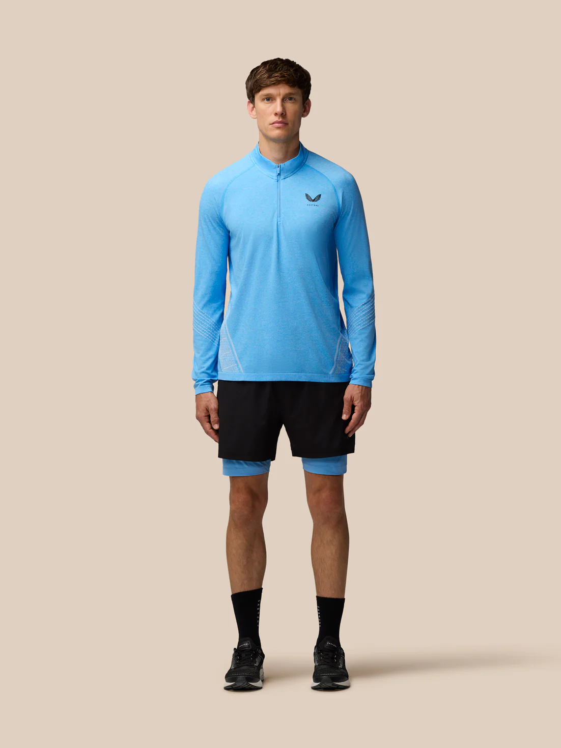 Flow Seamless Quarter Zip Long Sleeve Top - Cool Blue/Black - Image 5
