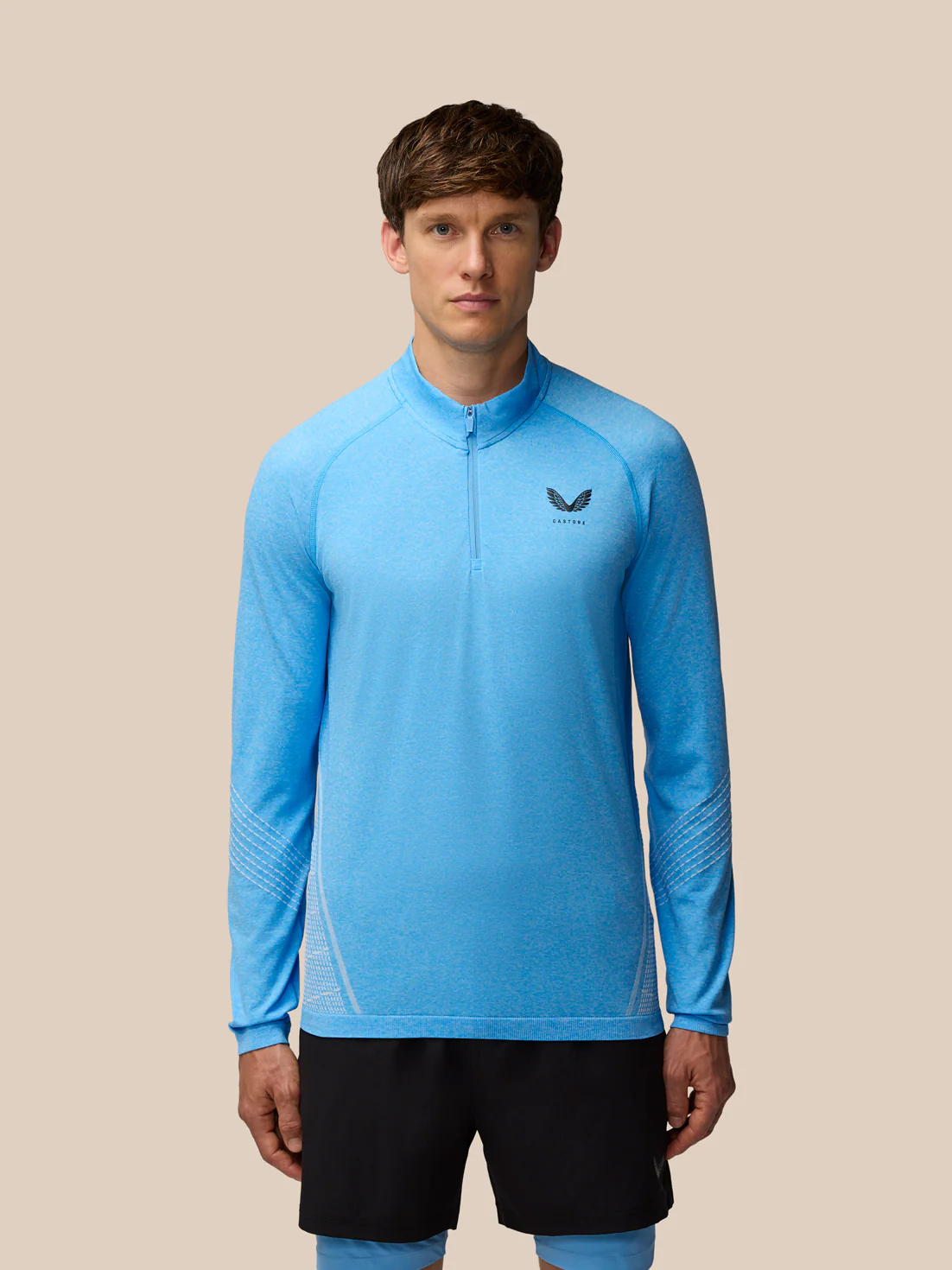 Flow Seamless Quarter Zip Long Sleeve Top - Cool Blue/Black - Image 6