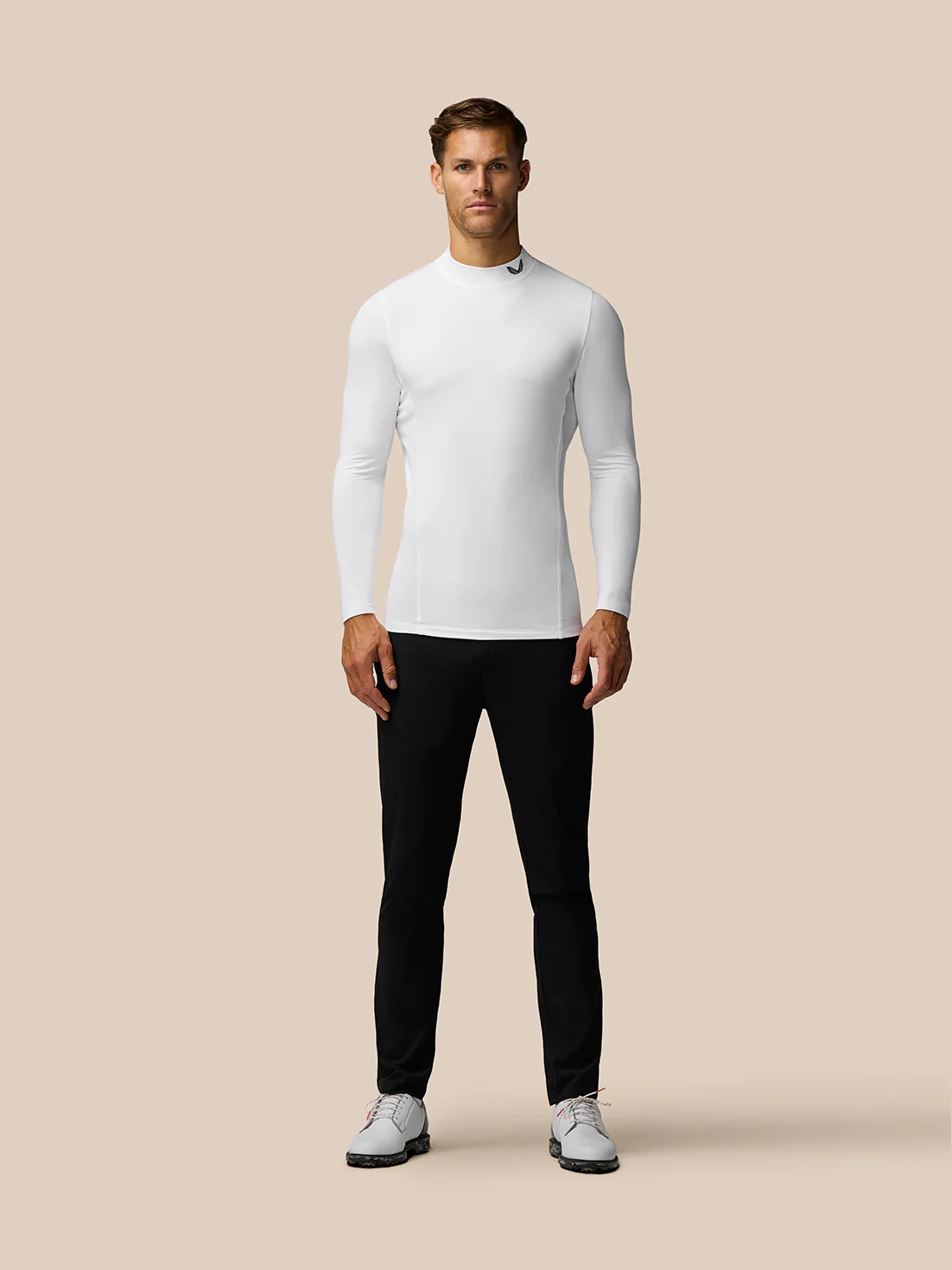 Golf Club Long Sleeve Thermal Mock Neck - White/Midnight Navy - Image 4