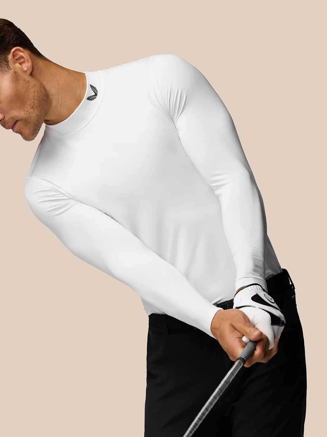 Golf Club Long Sleeve Thermal Mock Neck - White/Midnight Navy - Image 6