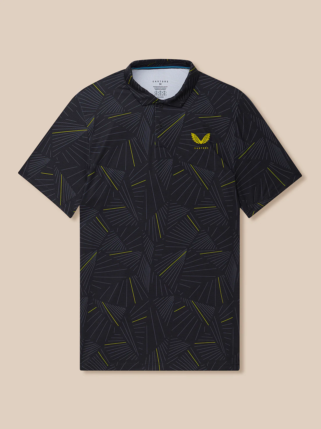 Golf Club Swing Printed Polo - Black/Gunmetal/Mustard - Image 6
