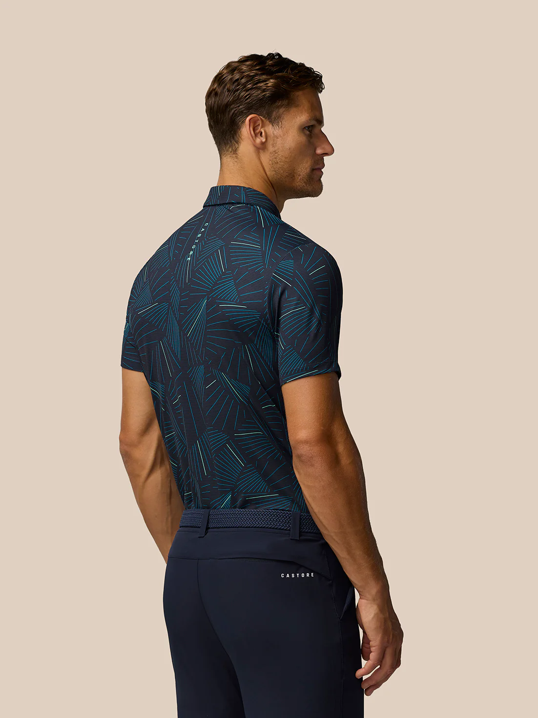 Golf Club Swing Printed Polo - Midnight Navy/Deep Blue/Aqua - Image 2