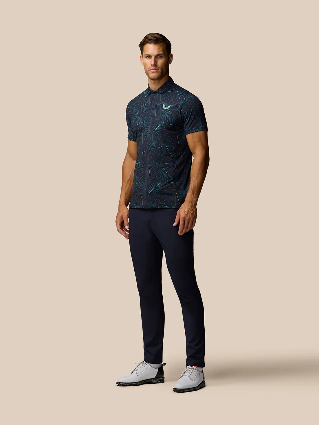 Golf Club Swing Printed Polo - Midnight Navy/Deep Blue/Aqua - Image 4