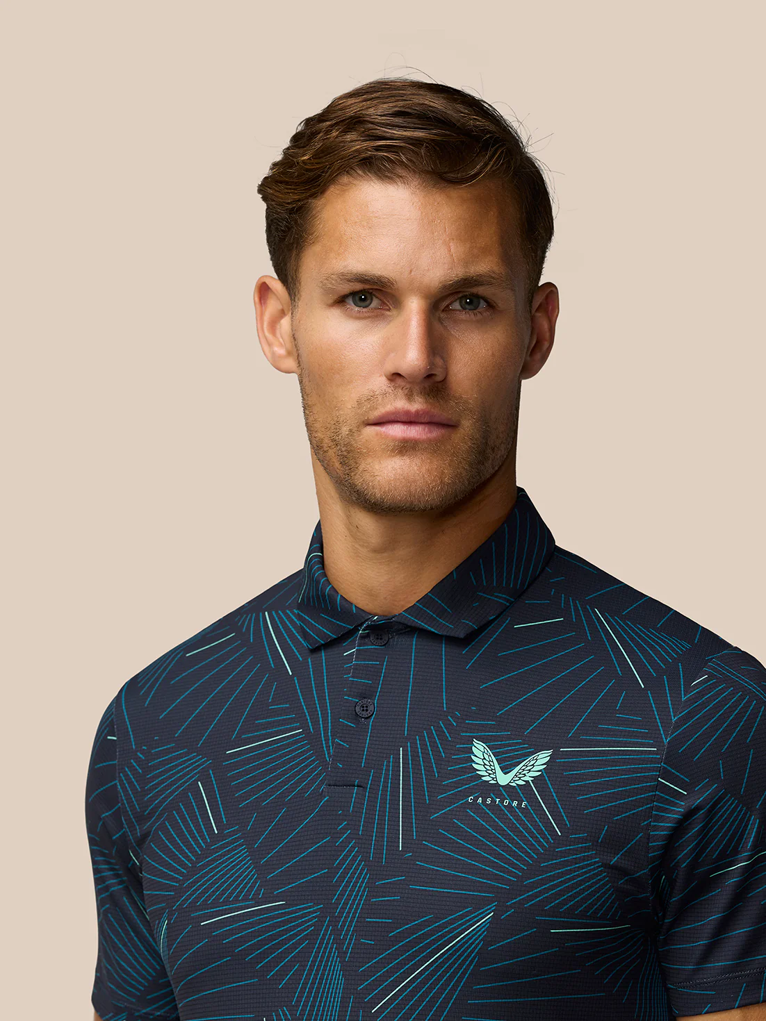 Golf Club Swing Printed Polo - Midnight Navy/Deep Blue/Aqua - Image 5