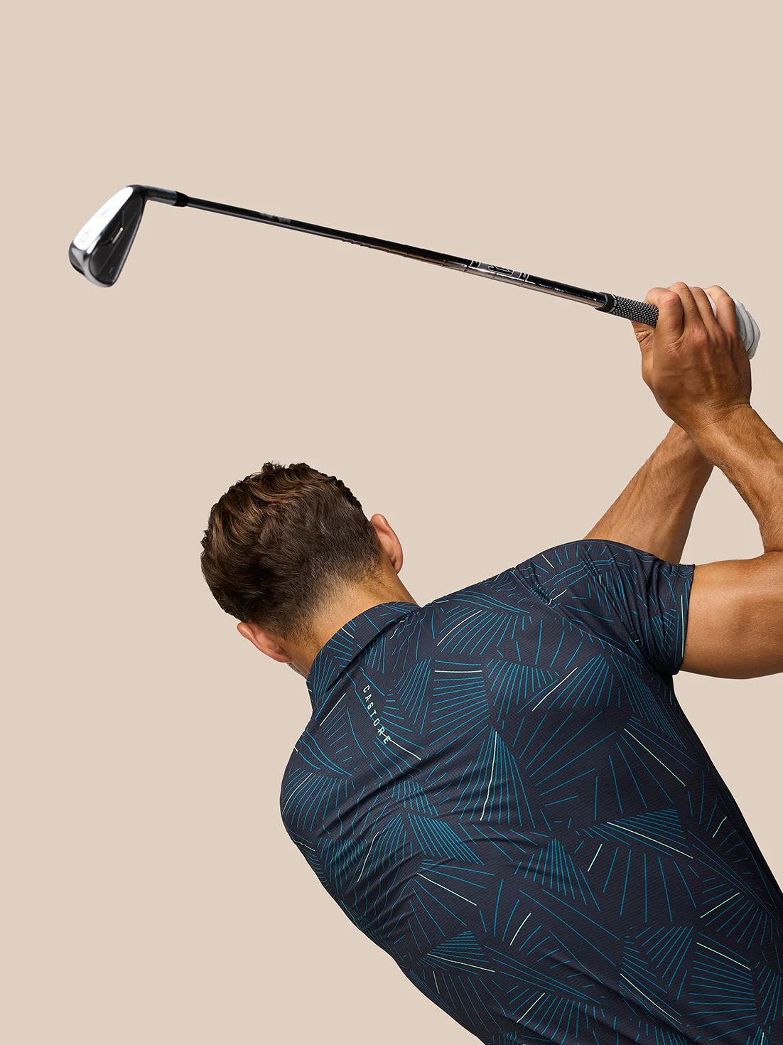 Golf Club Swing Printed Polo - Midnight Navy/Deep Blue/Aqua - Image 6