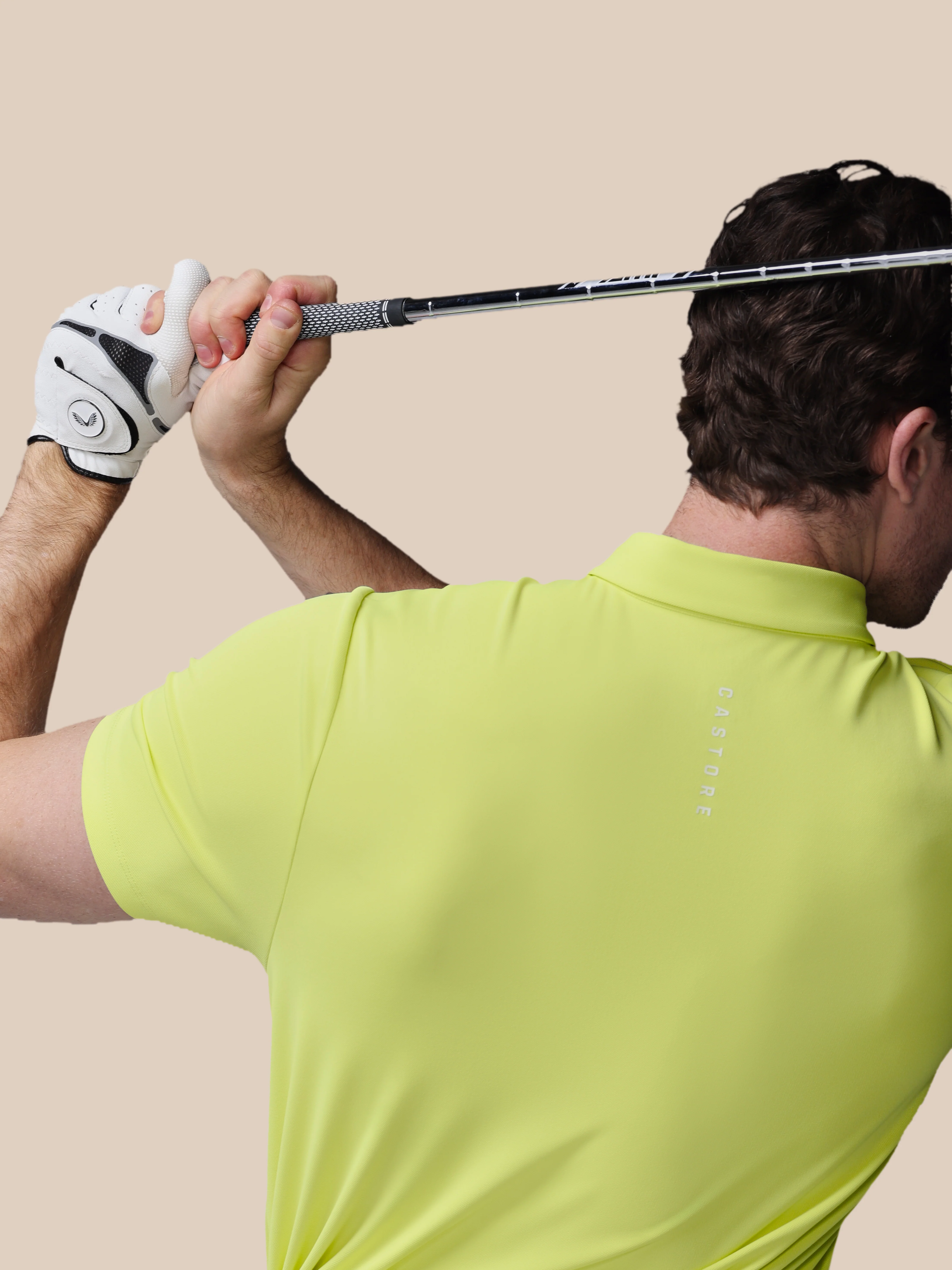 Men’s Golf Essential Short Sleeve Polo Top - Lime - Image 6