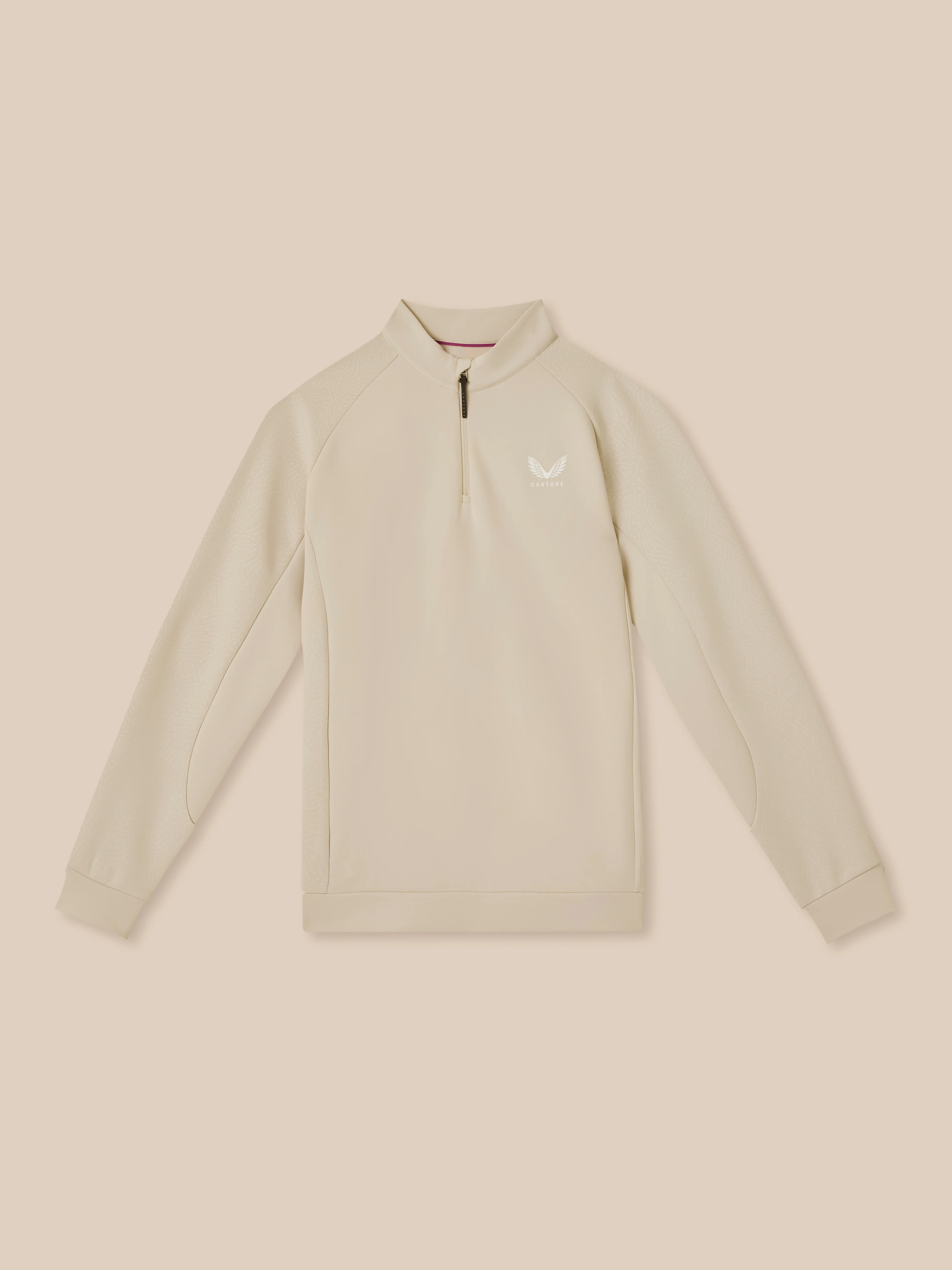 Men’s Golf Flex Debossed Quarter Zip Long Sleeve Top - Cream - Image 10