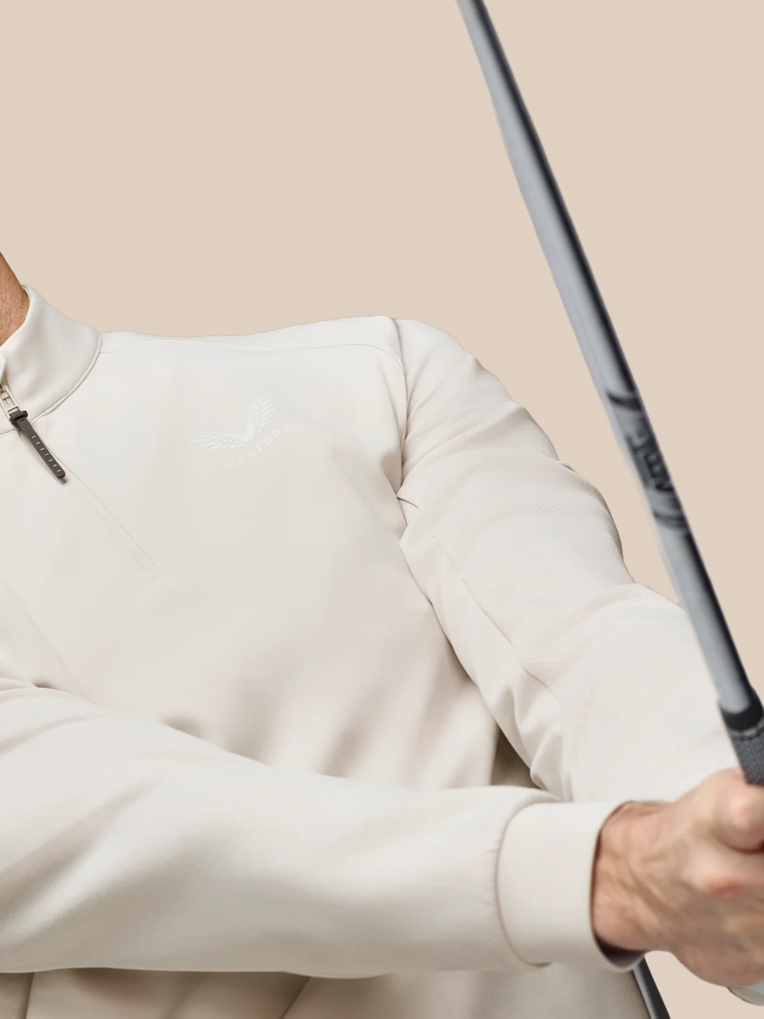 Men’s Golf Flex Debossed Quarter Zip Long Sleeve Top - Cream - Image 5