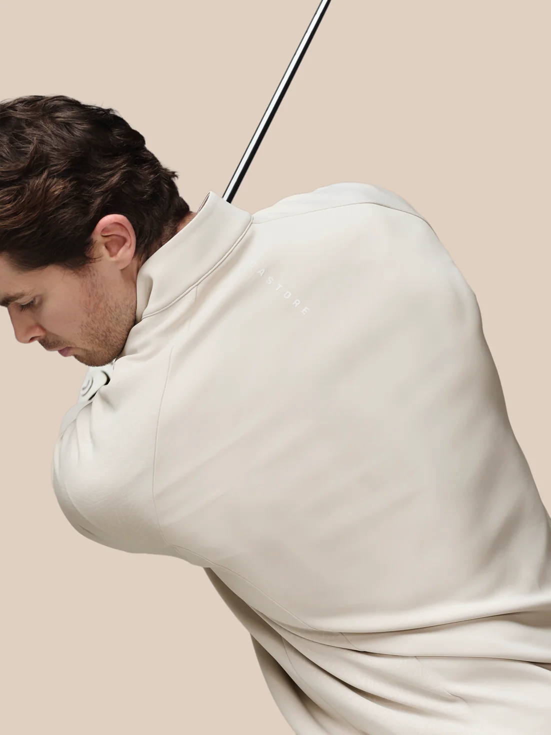 Men’s Golf Flex Debossed Quarter Zip Long Sleeve Top - Cream - Image 8