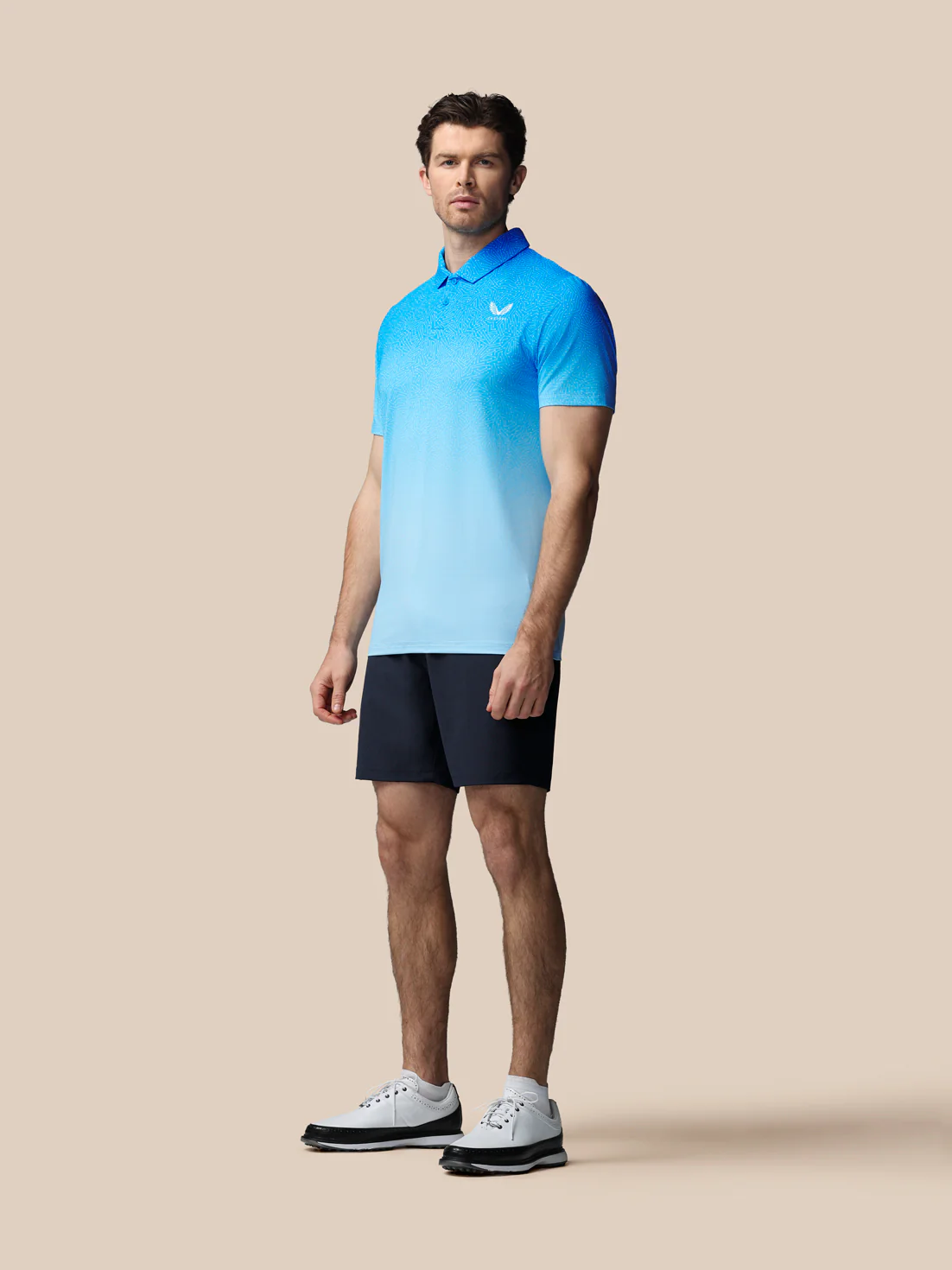 Men’s Golf Map Printed Short Sleeve Polo Top - Blue - Image 4