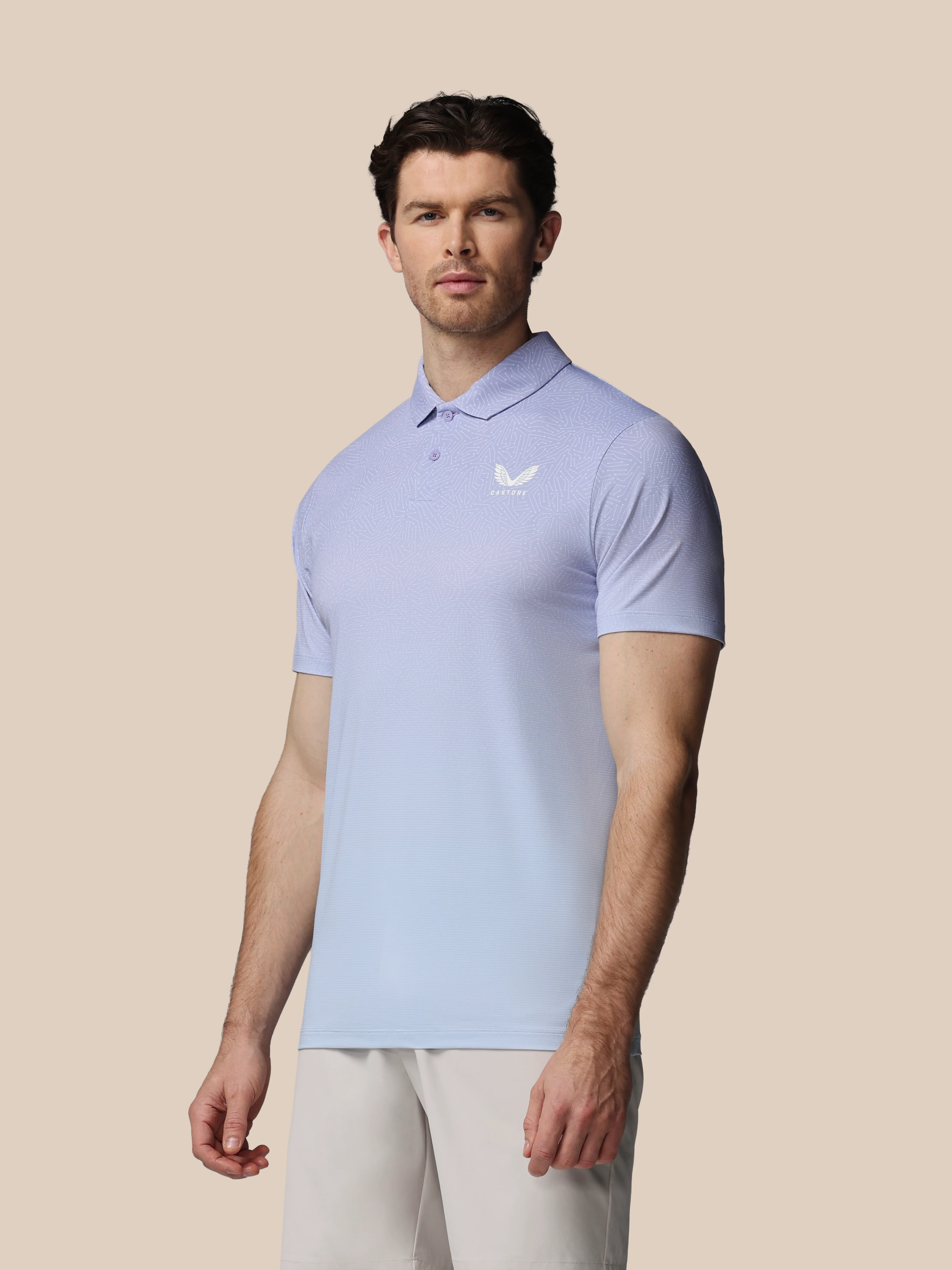 Men’s Golf Map Printed Short Sleeve Polo Top - Lavender