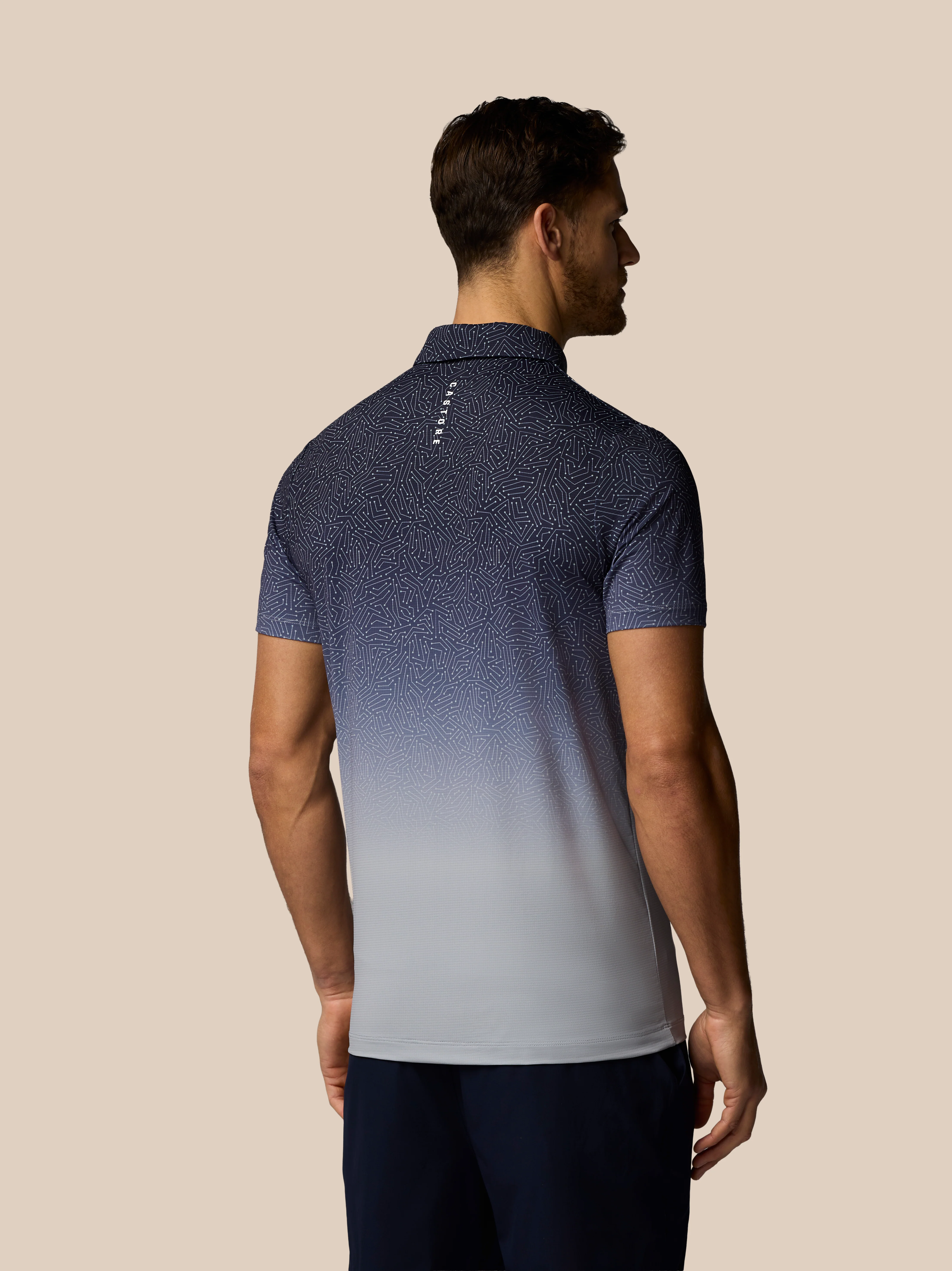 Men’s Golf Map Printed Short Sleeve Polo Top - Navy - Image 2
