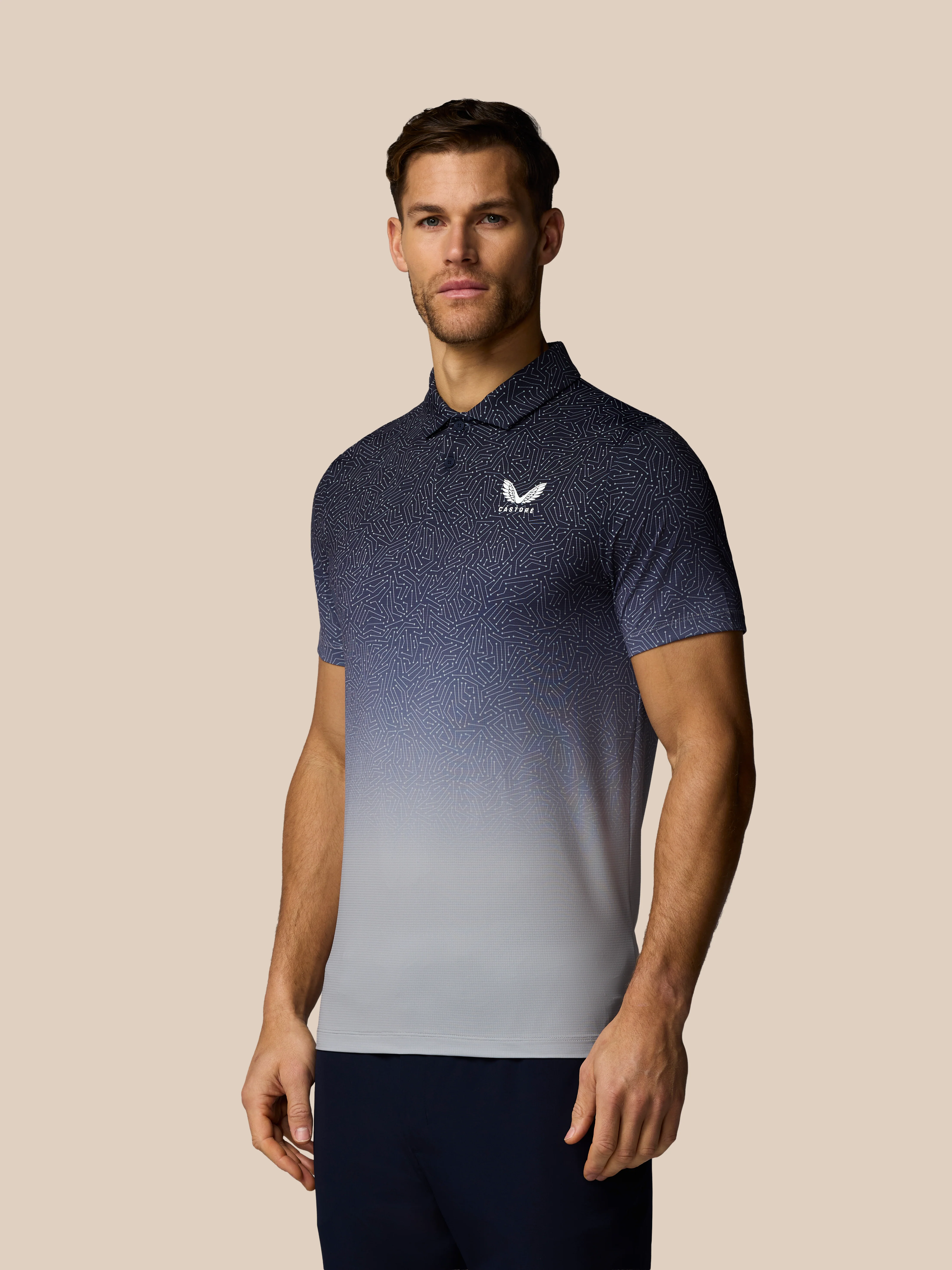 Men’s Golf Map Printed Short Sleeve Polo Top - Navy - Image 3