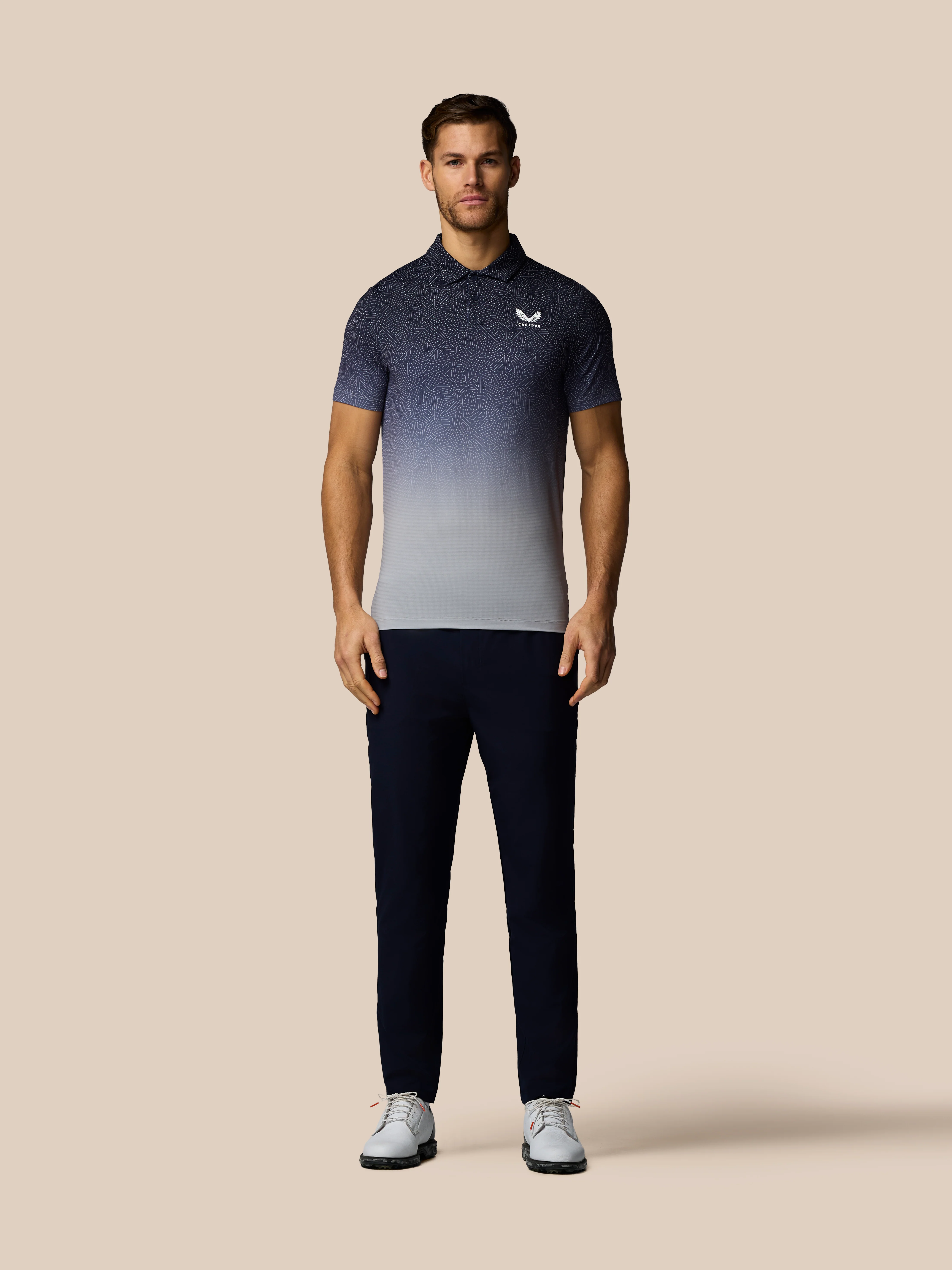 Men’s Golf Map Printed Short Sleeve Polo Top - Navy - Image 4