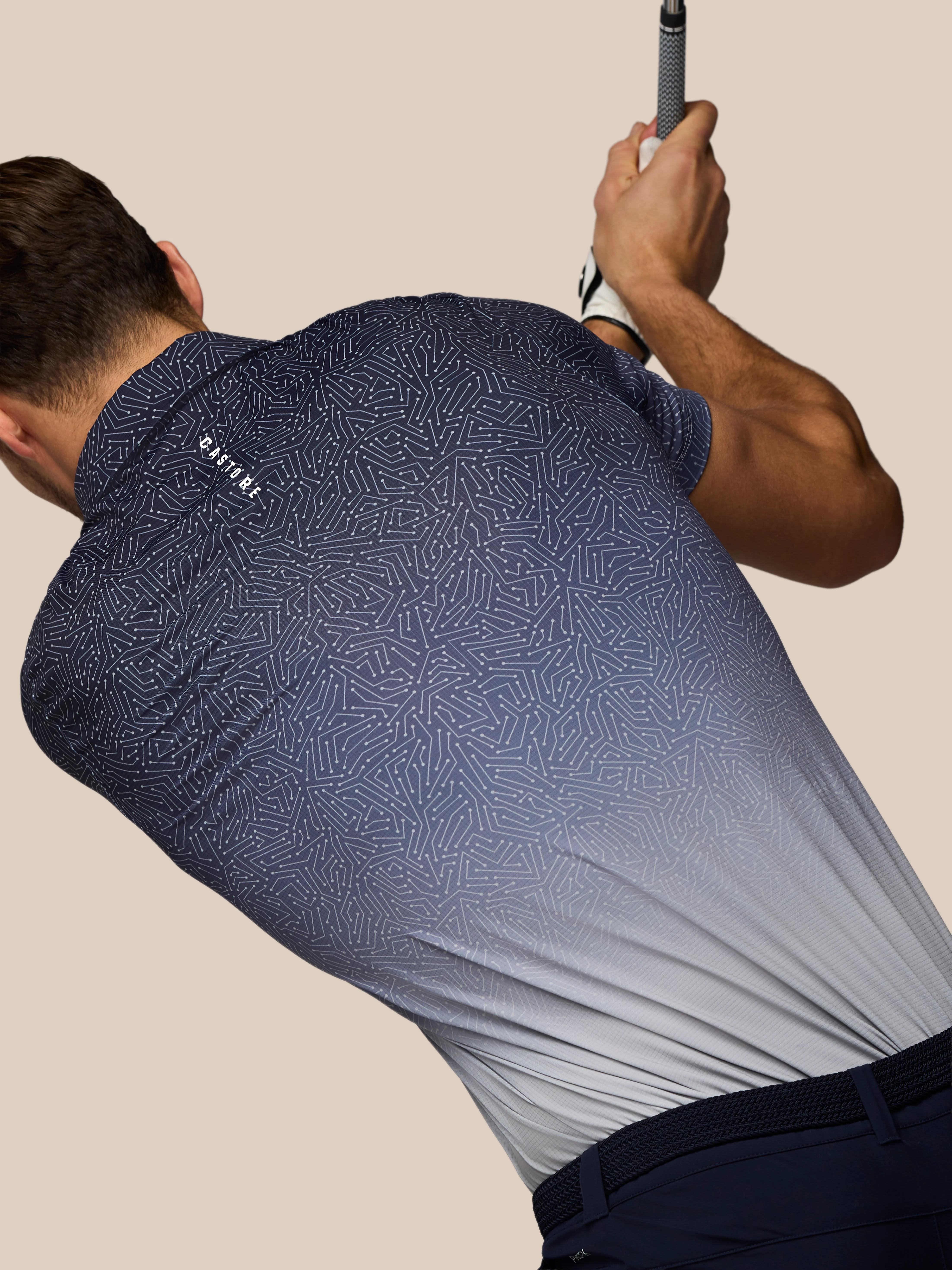 Men’s Golf Map Printed Short Sleeve Polo Top - Navy - Image 6