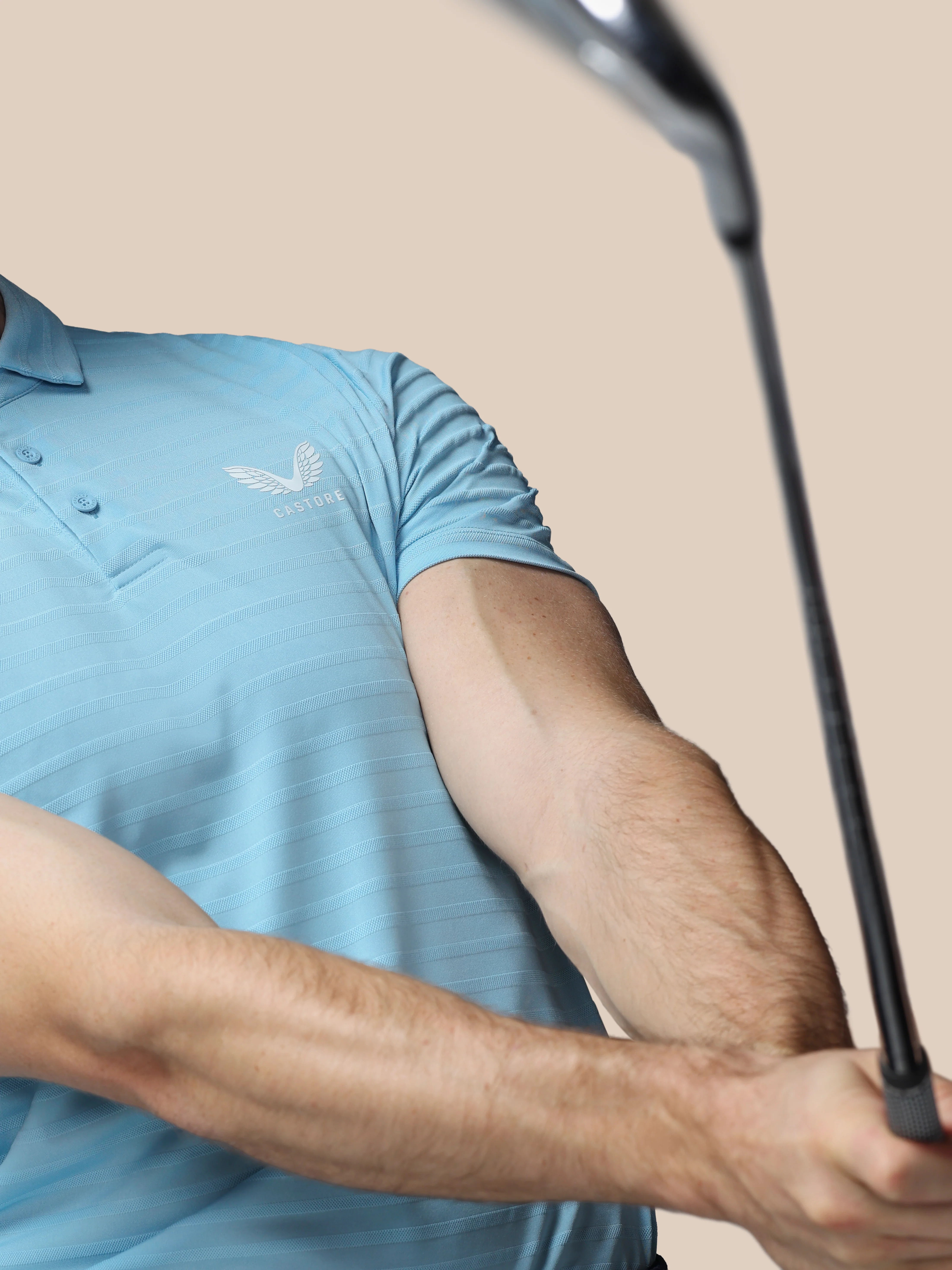 Men’s Golf Pique Stripe Short Sleeve Polo Top - Blue - Image 6