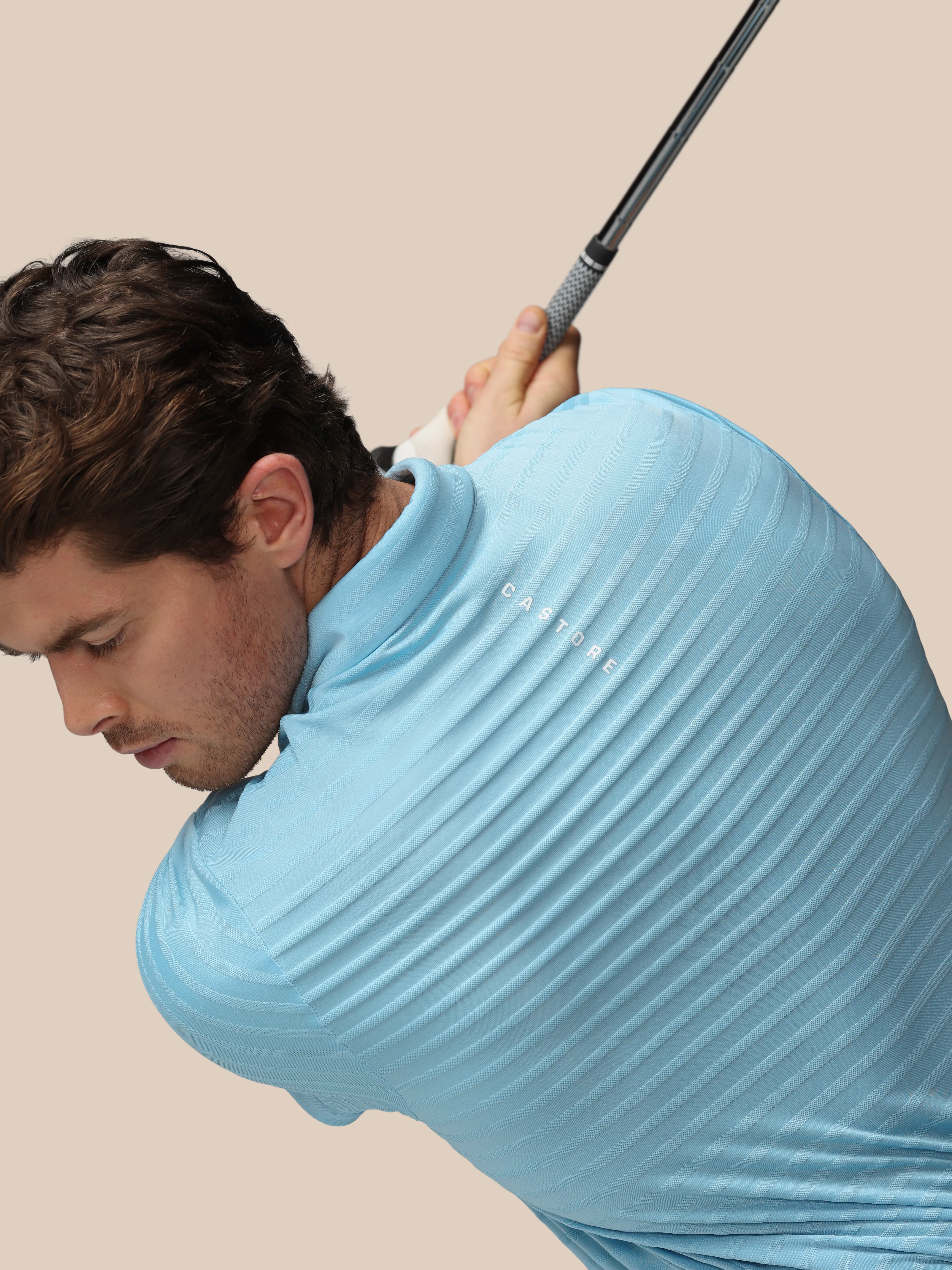 Men’s Golf Pique Stripe Short Sleeve Polo Top - Blue - Image 7