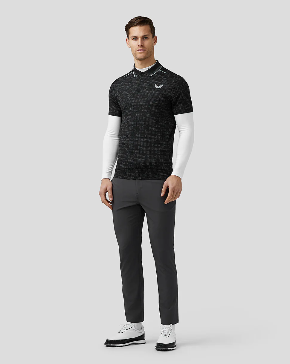 Men’S Golf Printed Tech Polo - Black - Image 3
