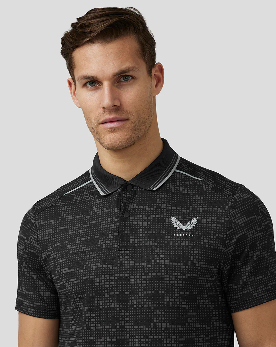 Men’S Golf Printed Tech Polo - Black - Image 4