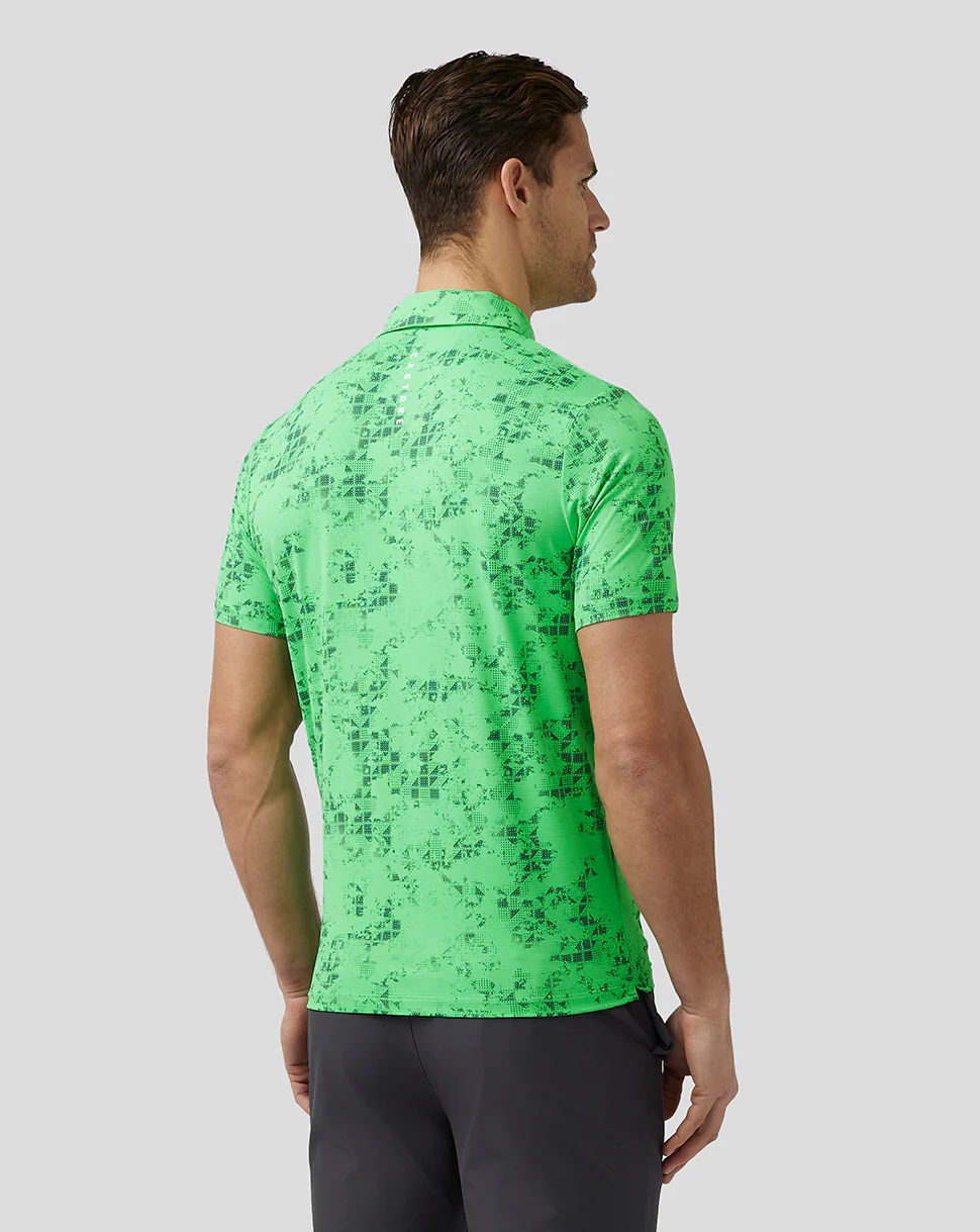 Men’S Golf Short Sleeve Geo Printed Polo - Lime - Image 2