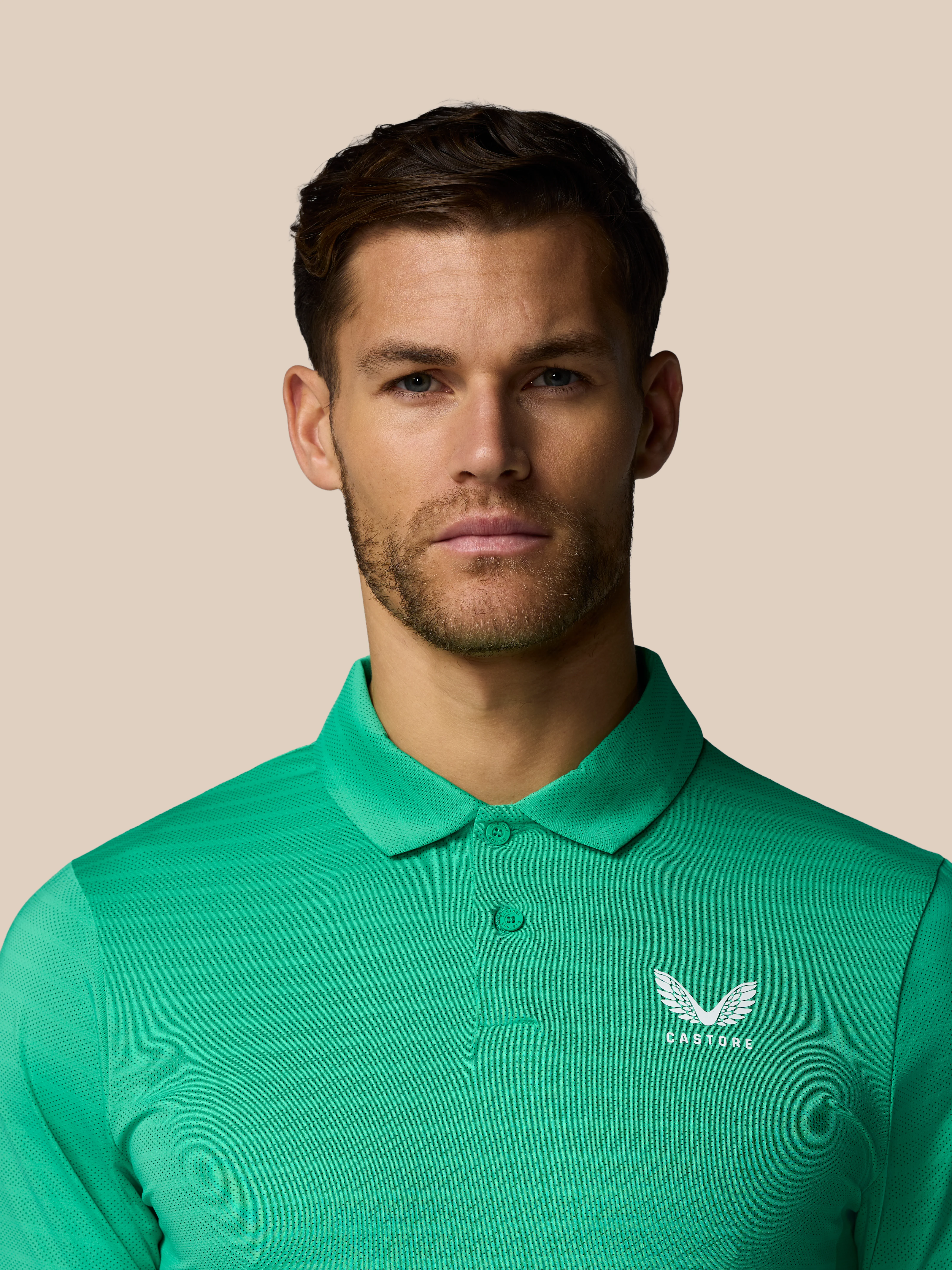 Men’s Golf Striped Short Sleeve Polo Top - Jade Green - Image 5