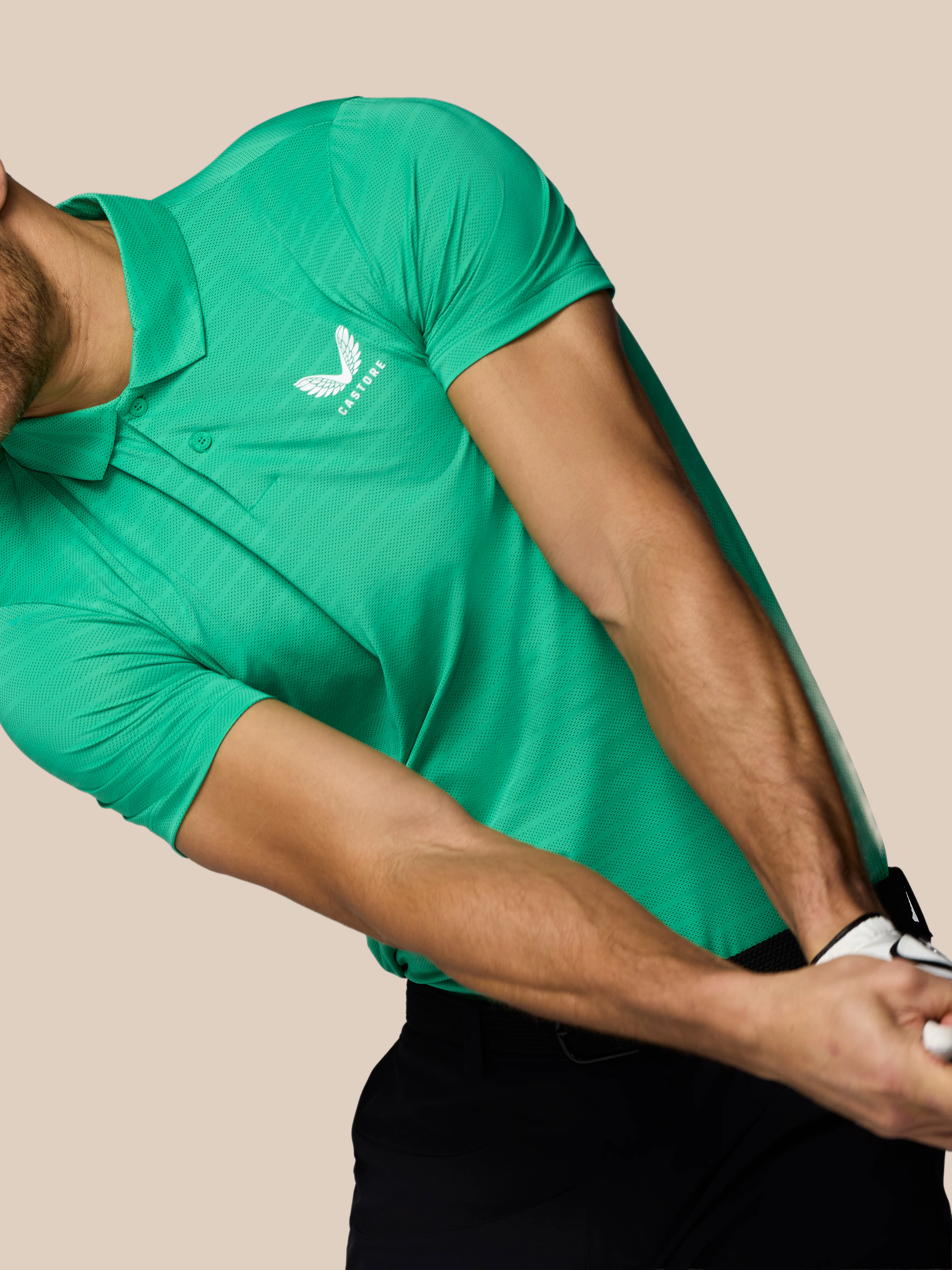 Men’s Golf Striped Short Sleeve Polo Top - Jade Green - Image 7