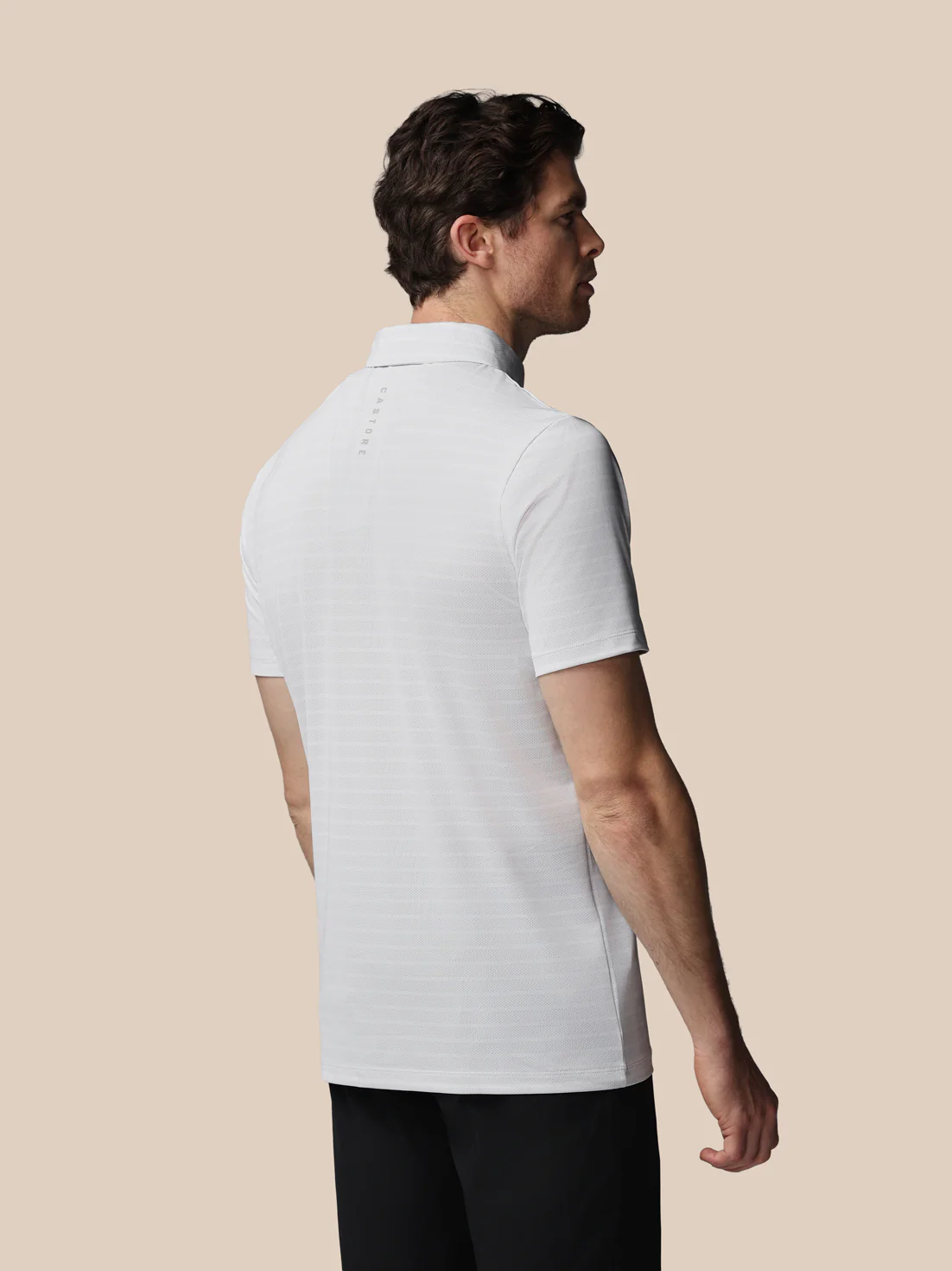 Men’s Golf Striped Short Sleeve Polo Top - White - Image 2