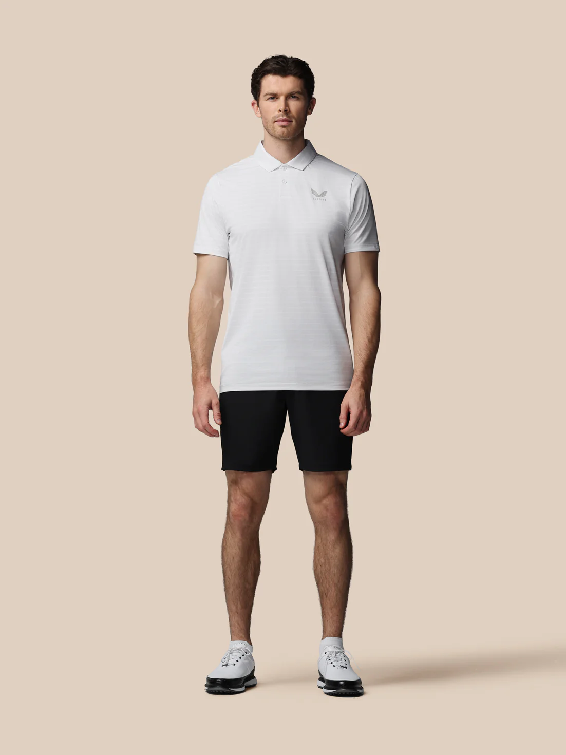 Men’s Golf Striped Short Sleeve Polo Top - White - Image 4