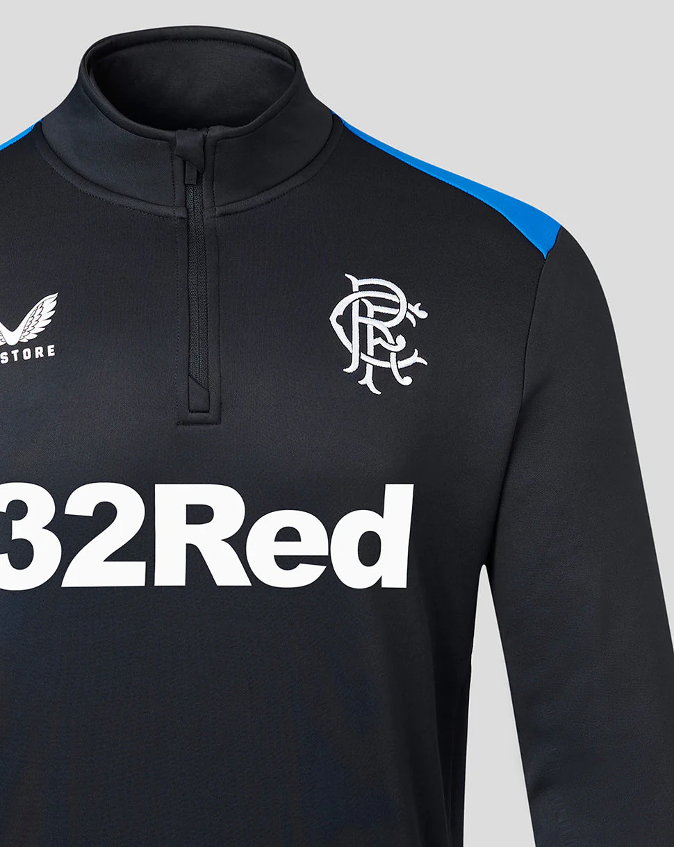 Mens 23/24 Matchday Training Fleece 1/4 Zip Midlayer - Black/Blue - Image 3