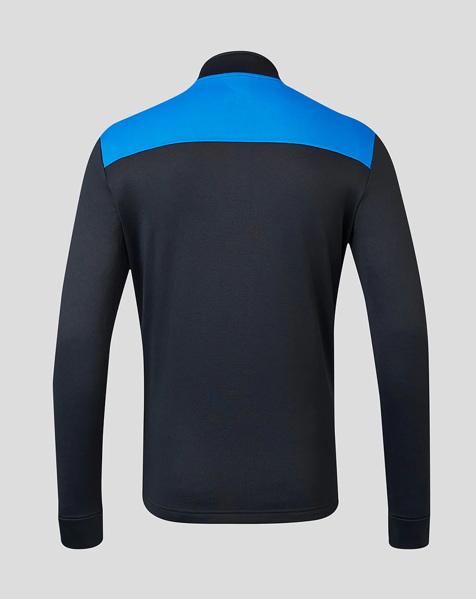 Mens 23/24 Matchday Training Fleece 1/4 Zip Midlayer - Black/Blue - Image 4