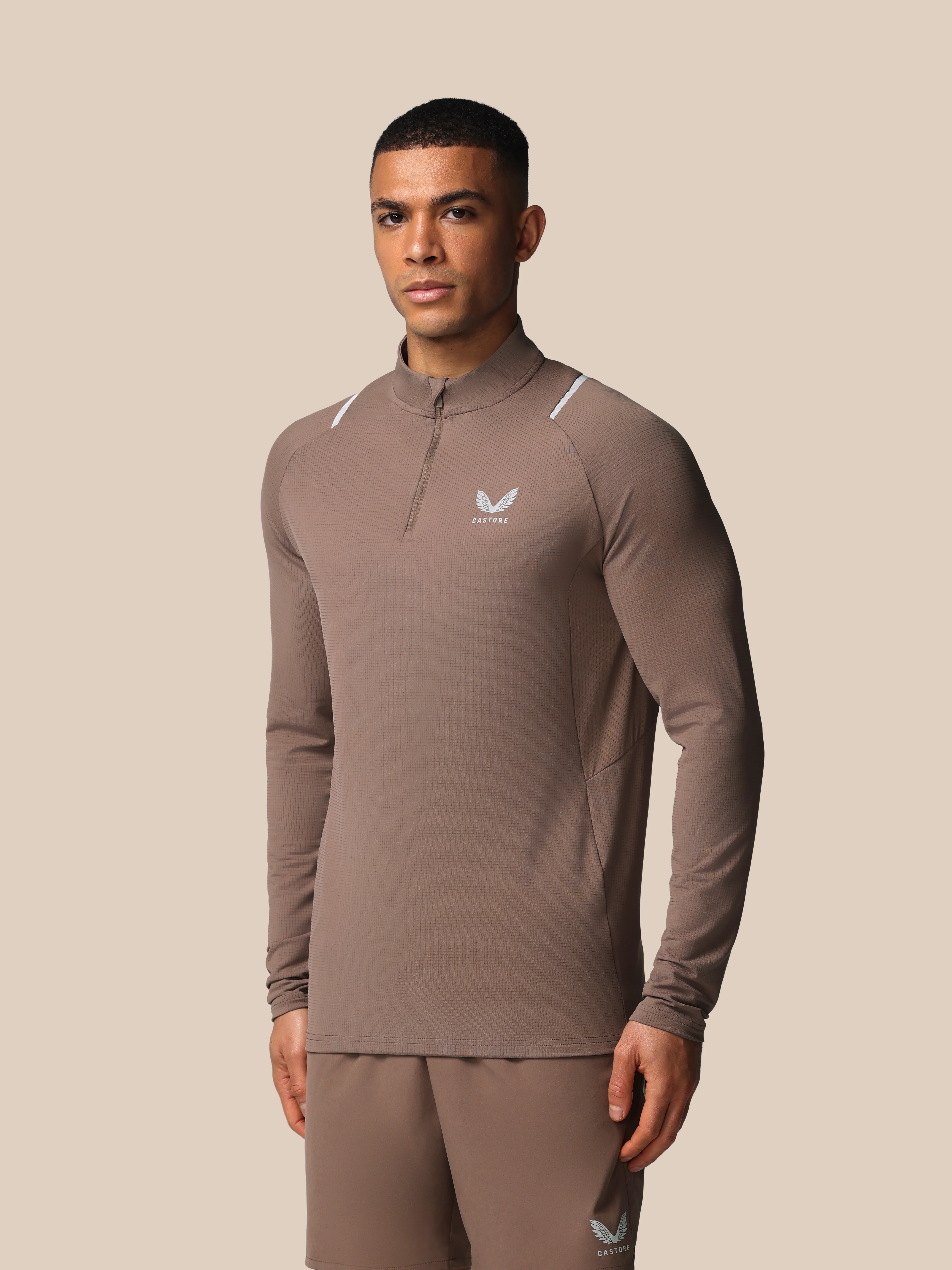 Men's Apex Training 1/4 Zip Top - Deep Taupe - Image 2