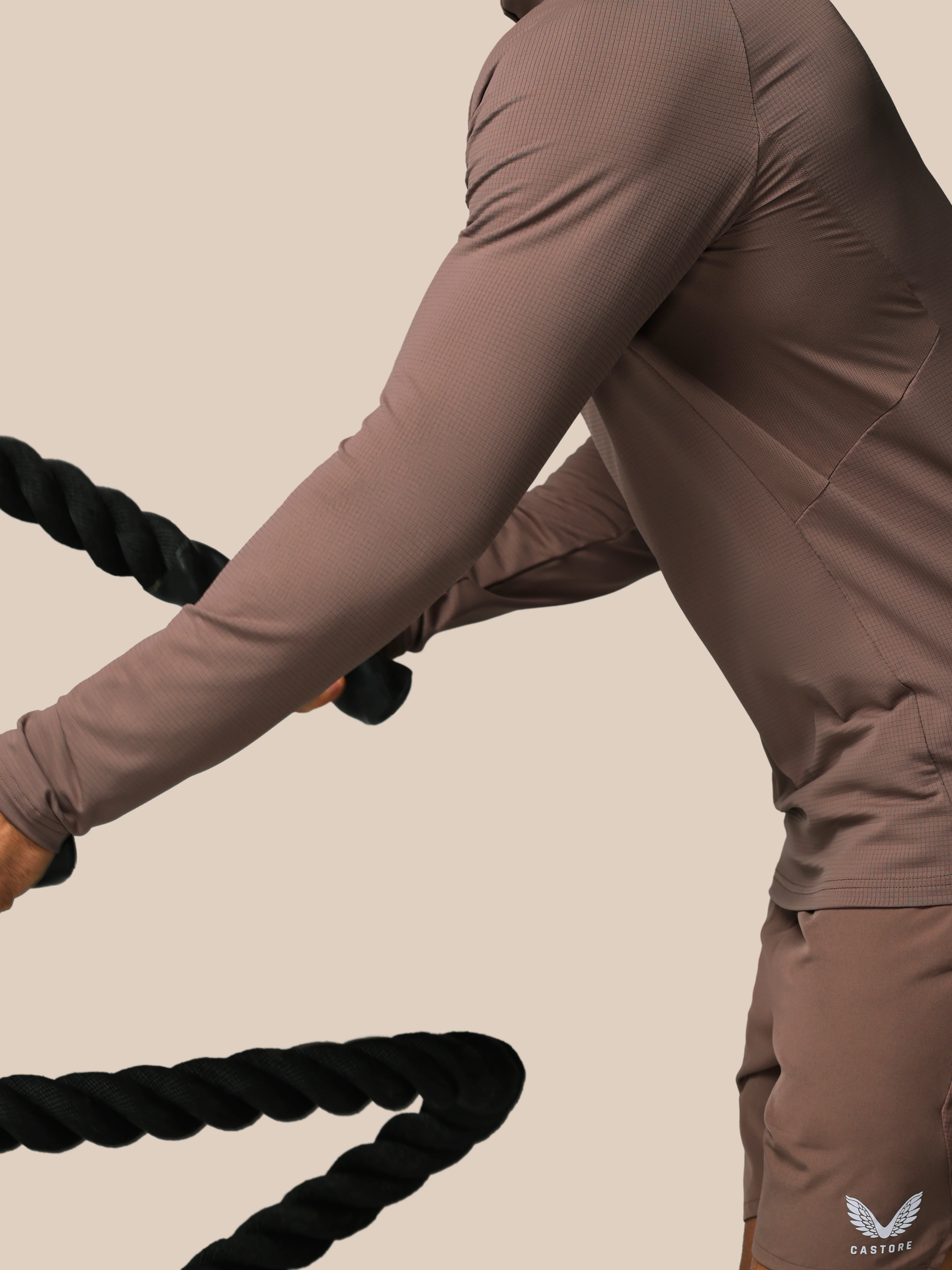 Men's Apex Training 1/4 Zip Top - Deep Taupe - Image 6