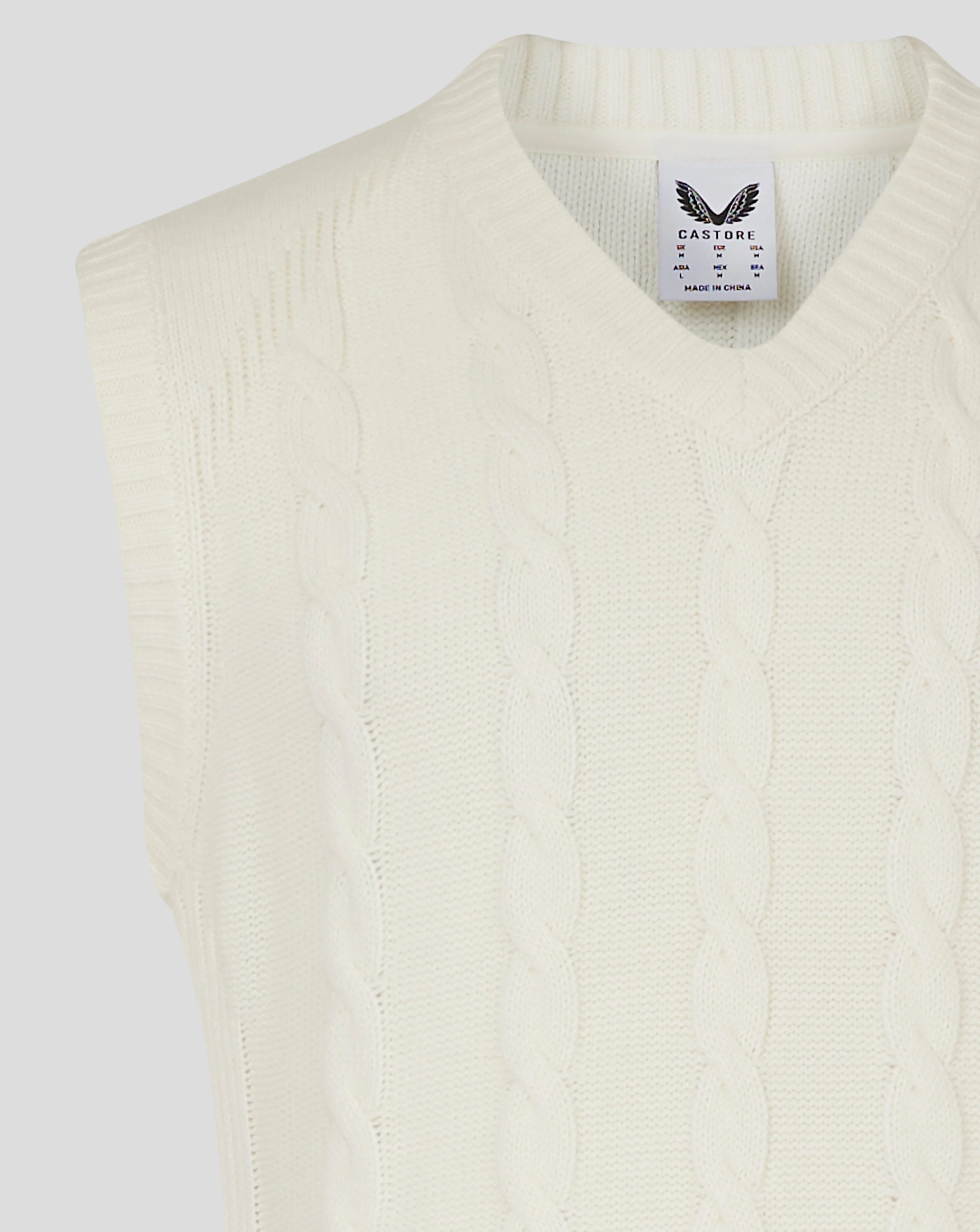 Mens Cricket Sleeveless Knitted Jumper - Cannoli Cream - Image 3
