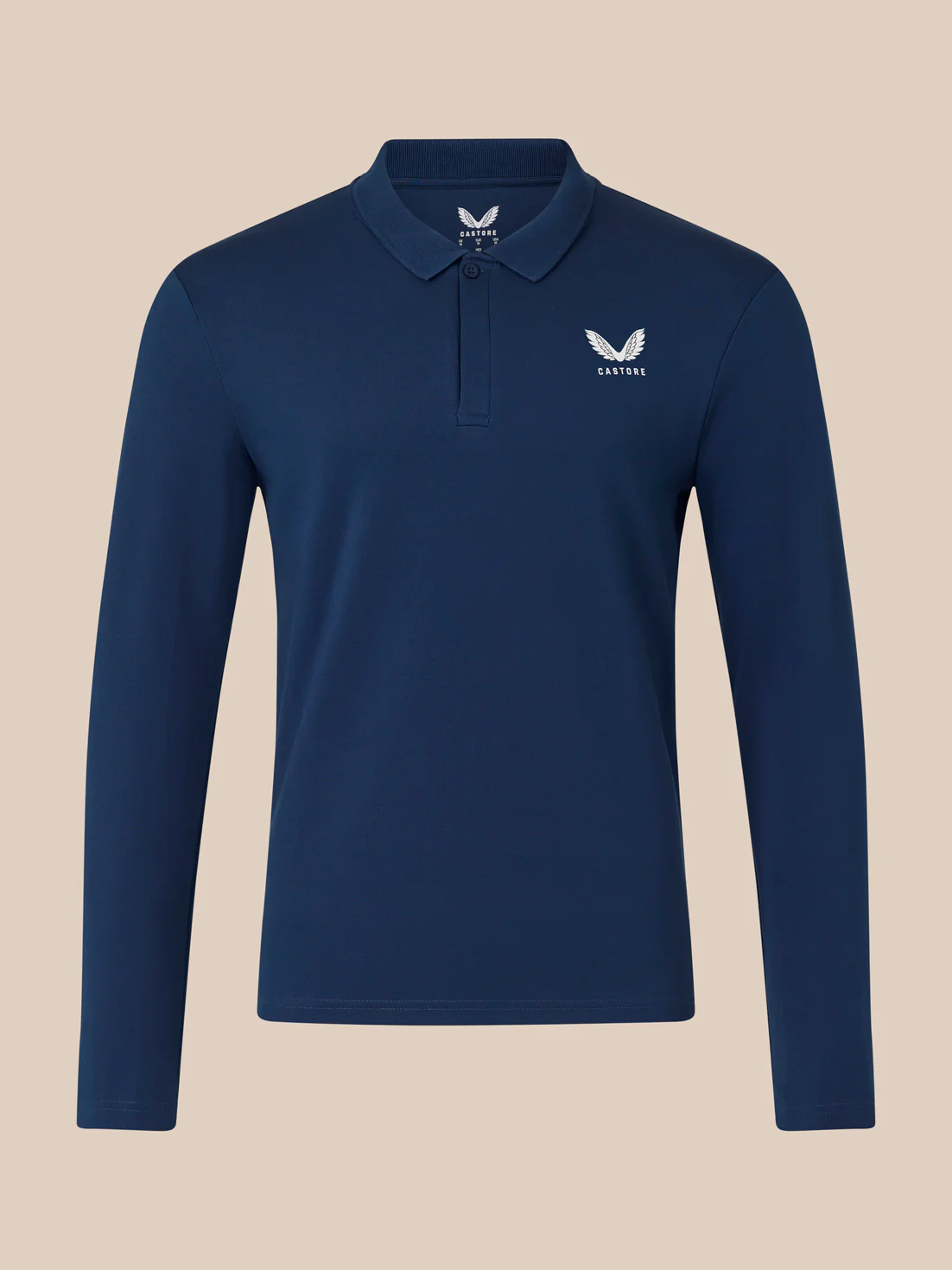 Men's Long Sleeve Cotton Polo - Navy