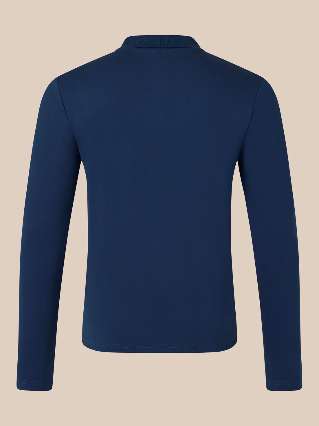 Men's Long Sleeve Cotton Polo - Navy - Image 2