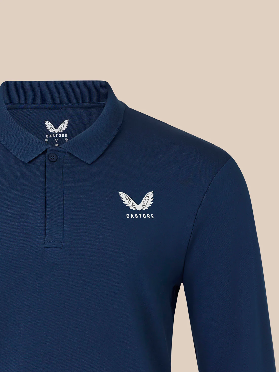Men's Long Sleeve Cotton Polo - Navy - Image 3