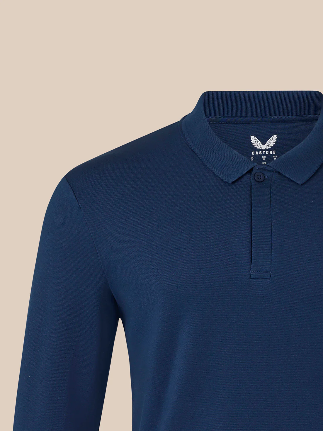 Men's Long Sleeve Cotton Polo - Navy - Image 4