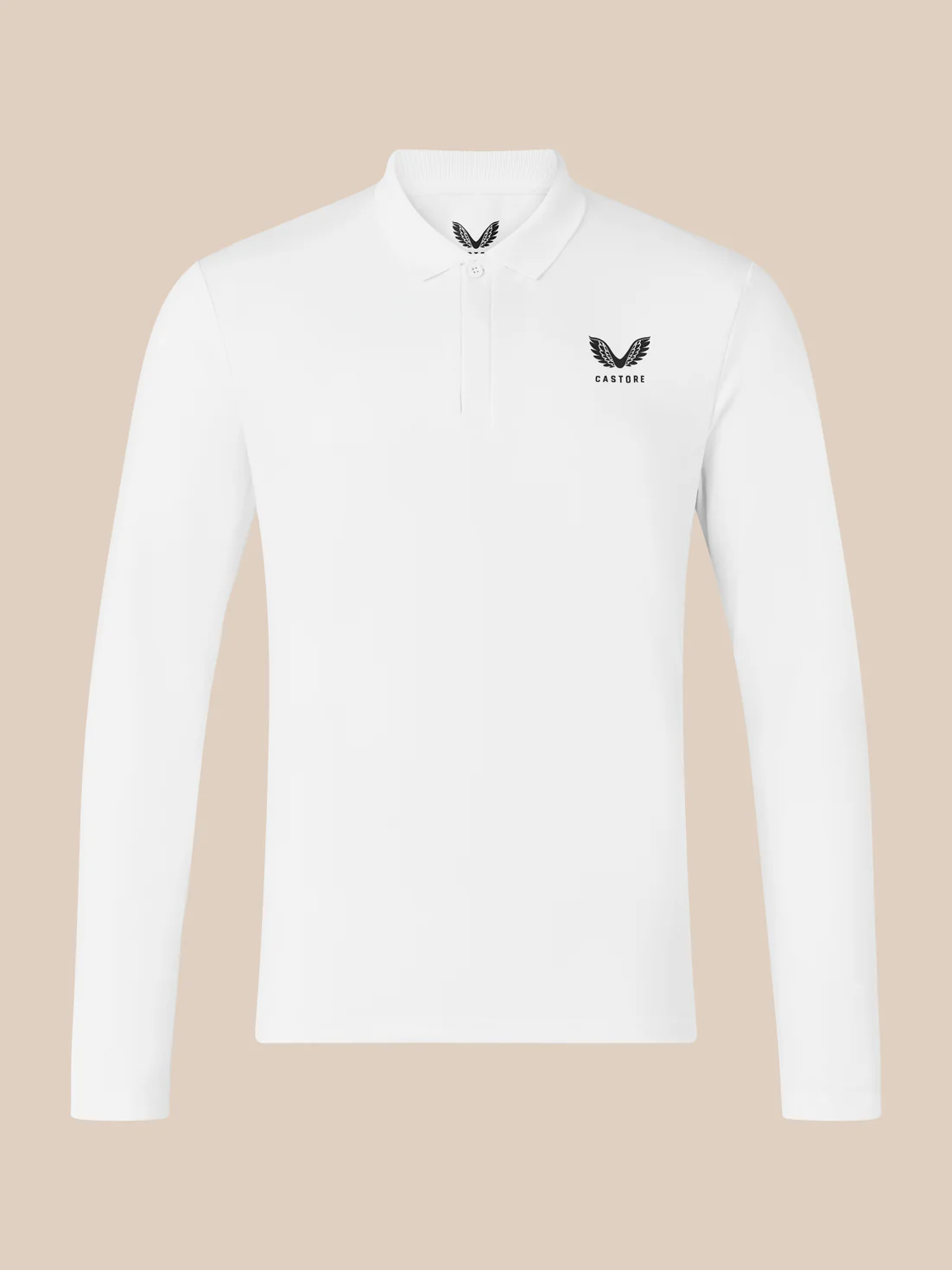 Men's Long Sleeve Cotton Polo - White