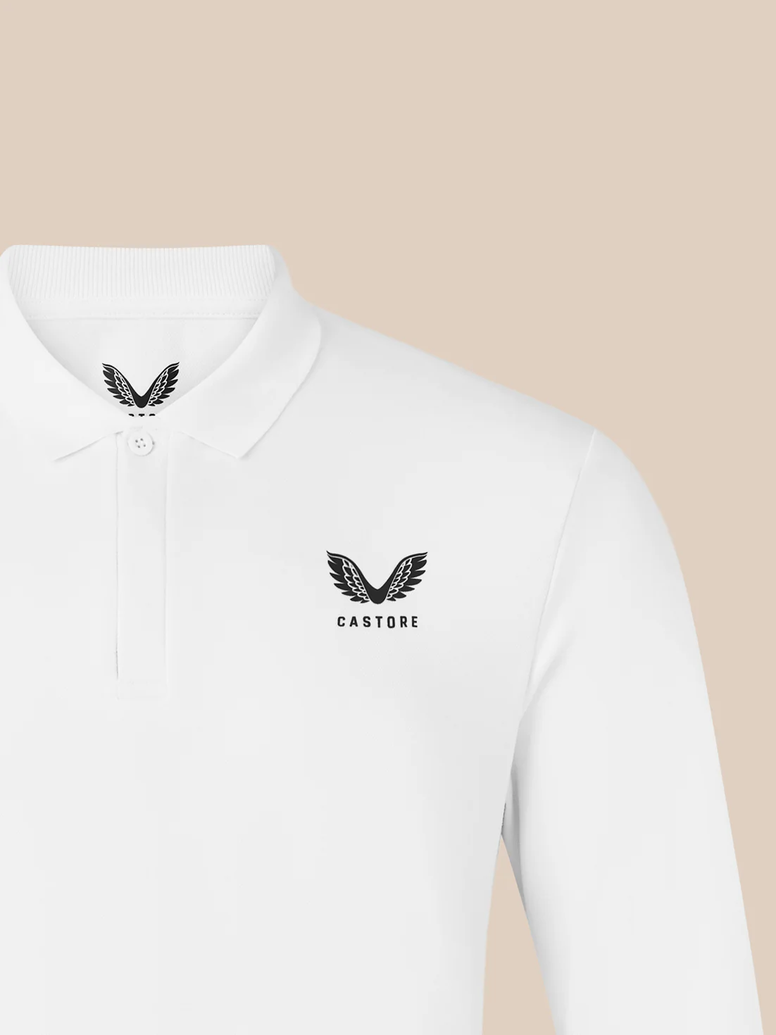 Men's Long Sleeve Cotton Polo - White - Image 3