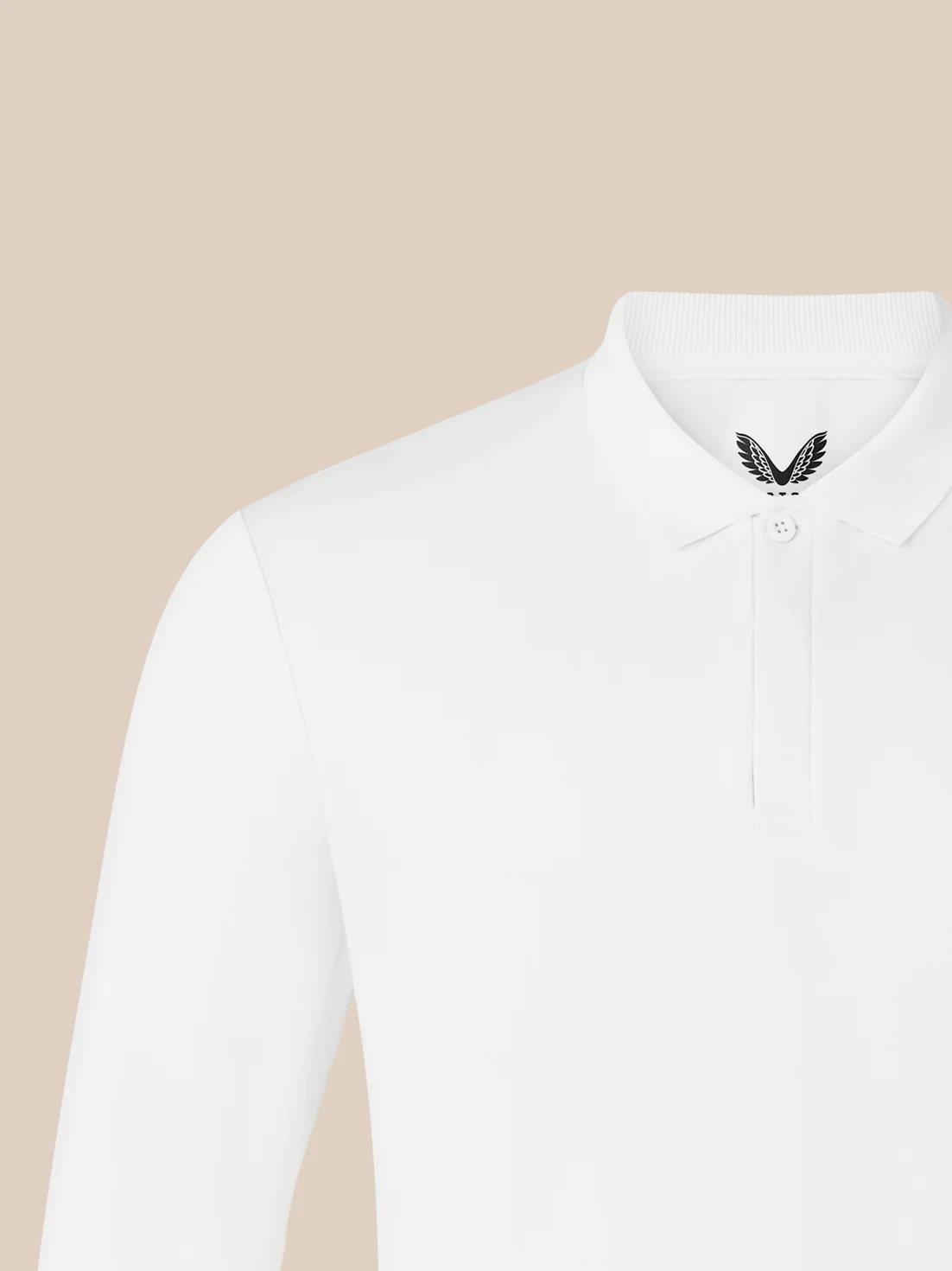 Men's Long Sleeve Cotton Polo - White - Image 4
