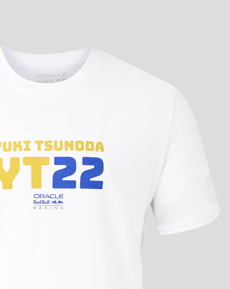 Oracle Red Bull Racing Unisex Yuki Tsunoda 22 Graphic T-Shirt - White - Image 3