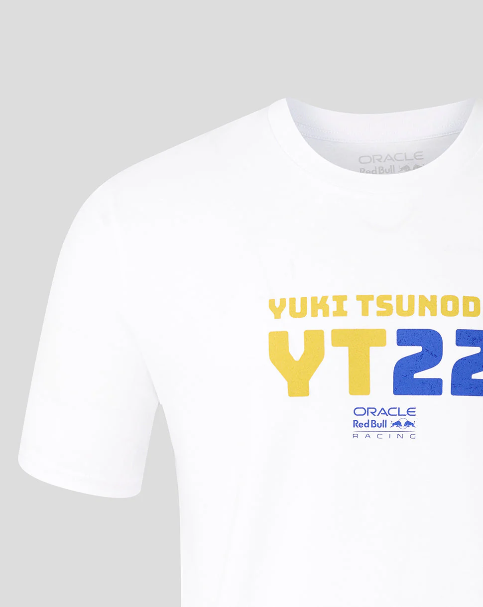 Oracle Red Bull Racing Unisex Yuki Tsunoda 22 Graphic T-Shirt - White - Image 4