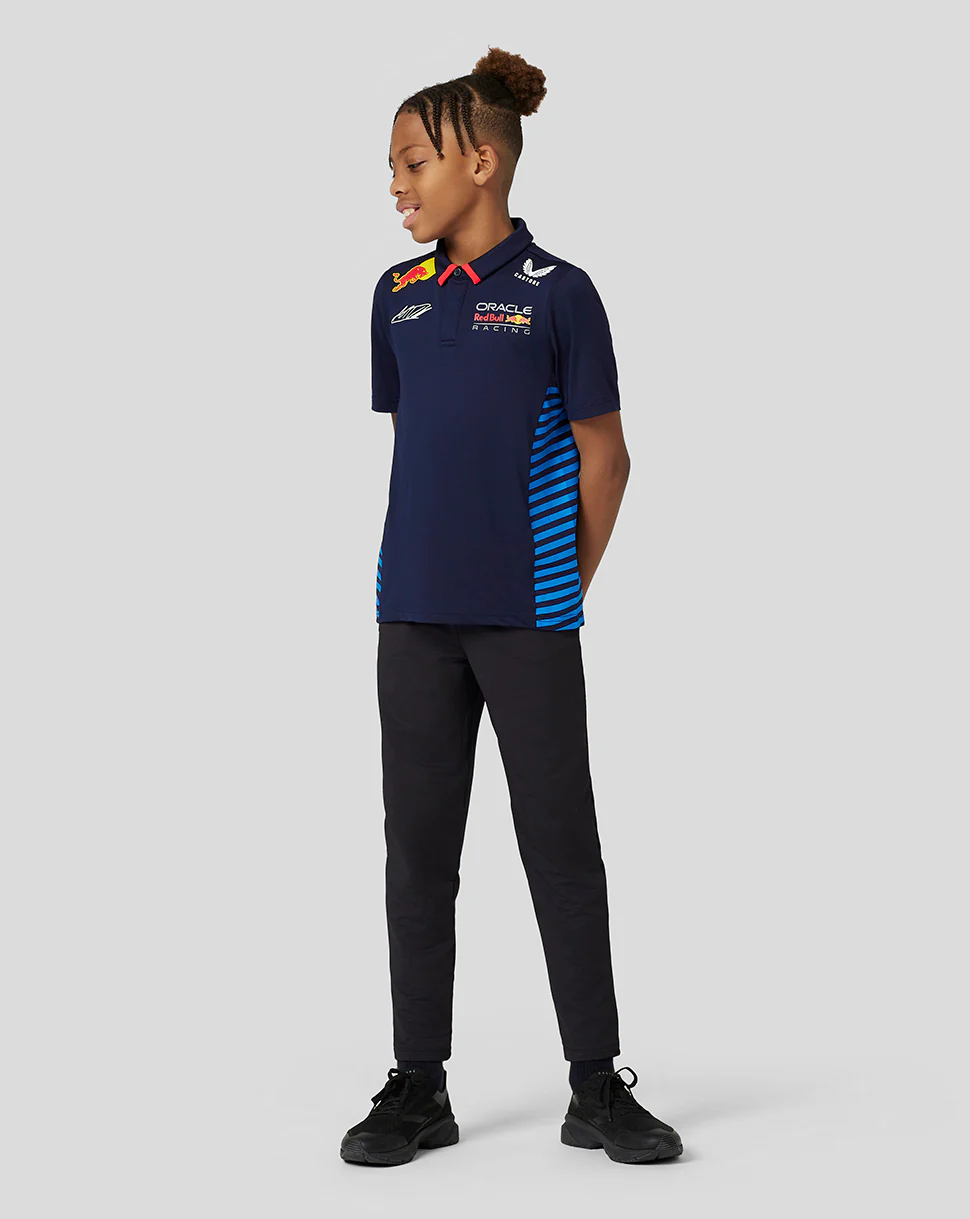 Oracle Red Bull Racing Junior Official Teamline Max Verstappen Short Sleeve Polo Shirt - Night Sky - Image 5