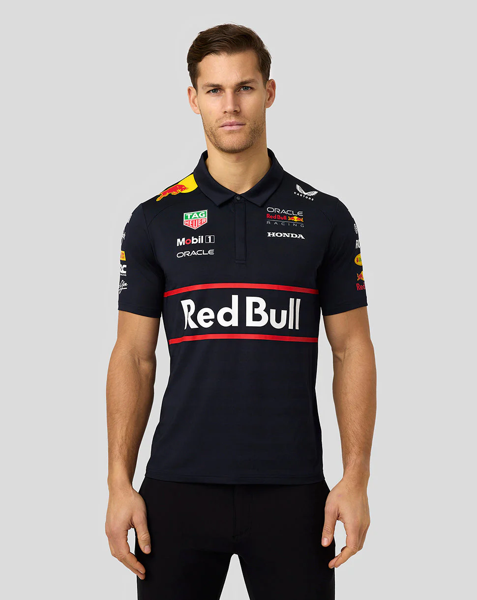 Oracle Red Bull Racing Mens Teamline Short Sleeve Polo Shirt - Night Sky - Image 3
