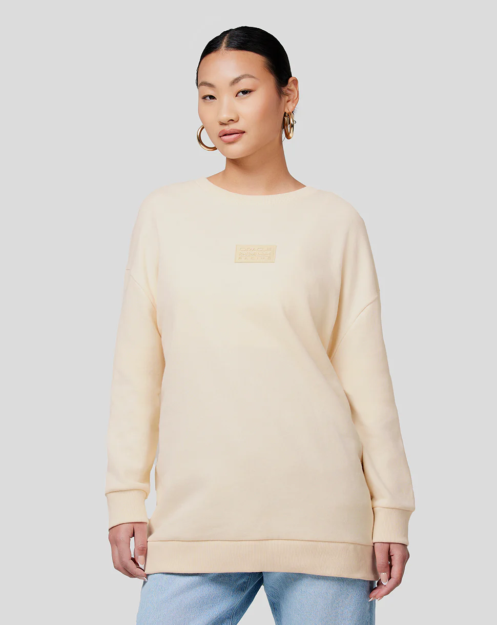 Oracle Red Bull Racing Unisex Tonal Oversized Crew Neck - Ecru - Image 2