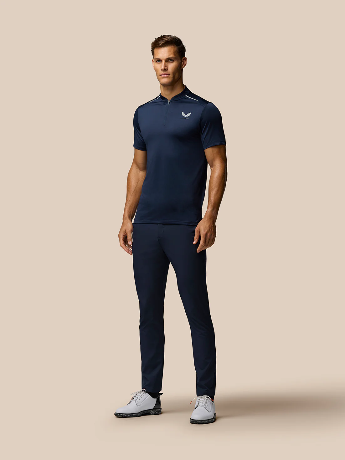 Men’S Golf Short Sleeve Pinnacle Varsity Polo Shirt – Midnight Navy - Image 5