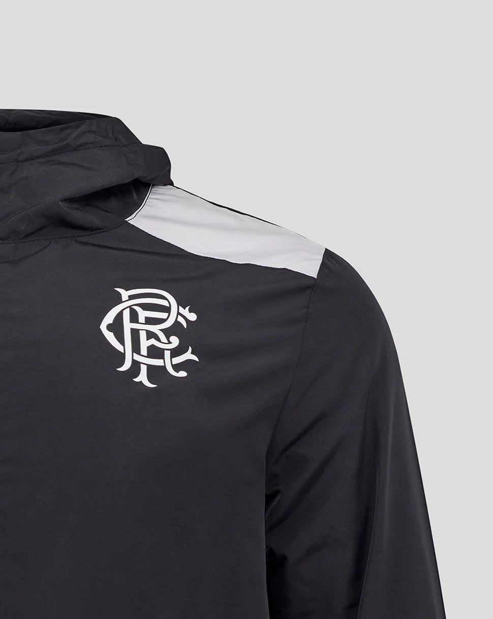 Rangers Junior 25/26 Coaches Training Packable Hood Shower Jacket - Caviar - Image 2
