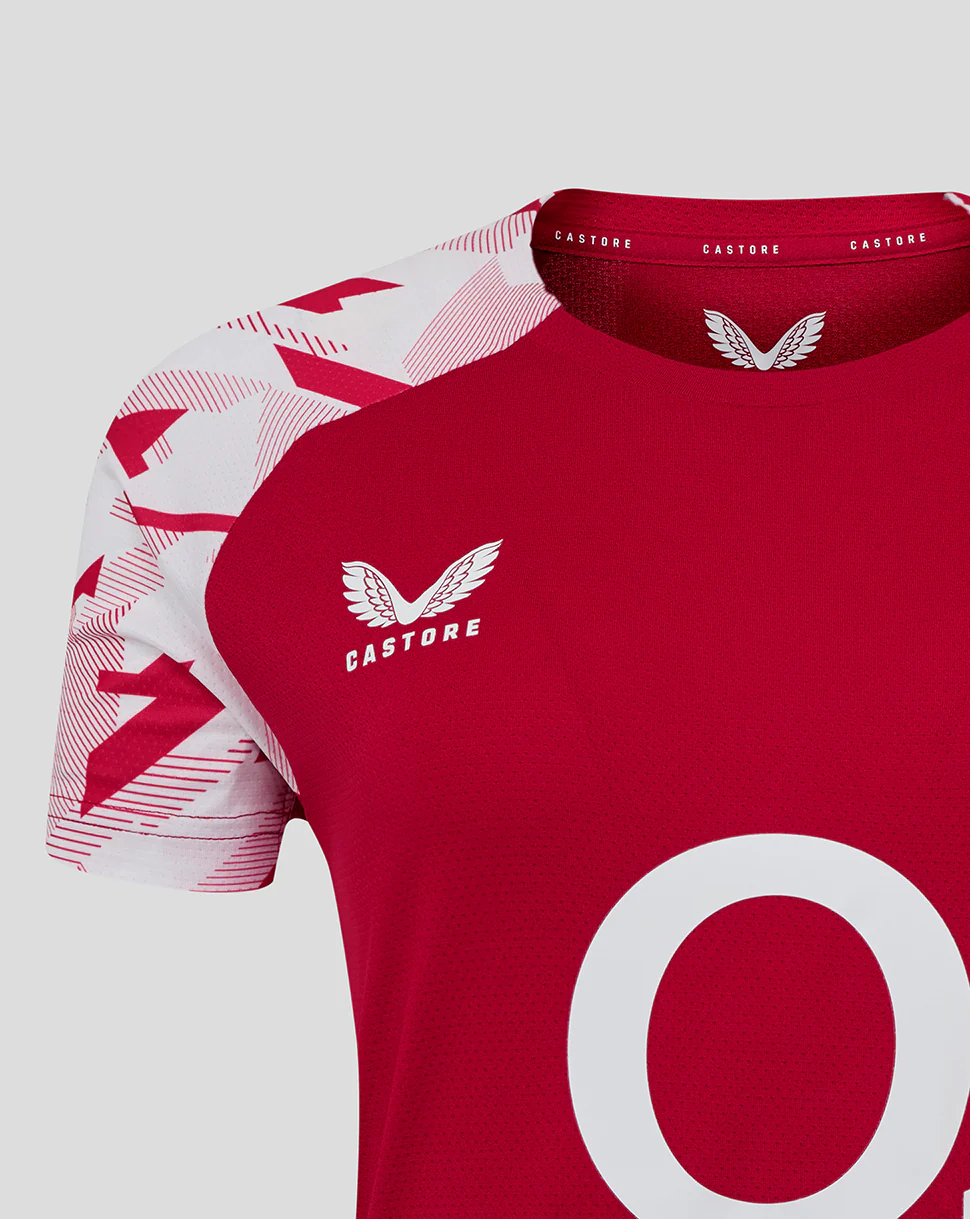 England Rugby Red Roses Pre Match Short Sleeve T Shirt O2 – Women's Fit - Image 3