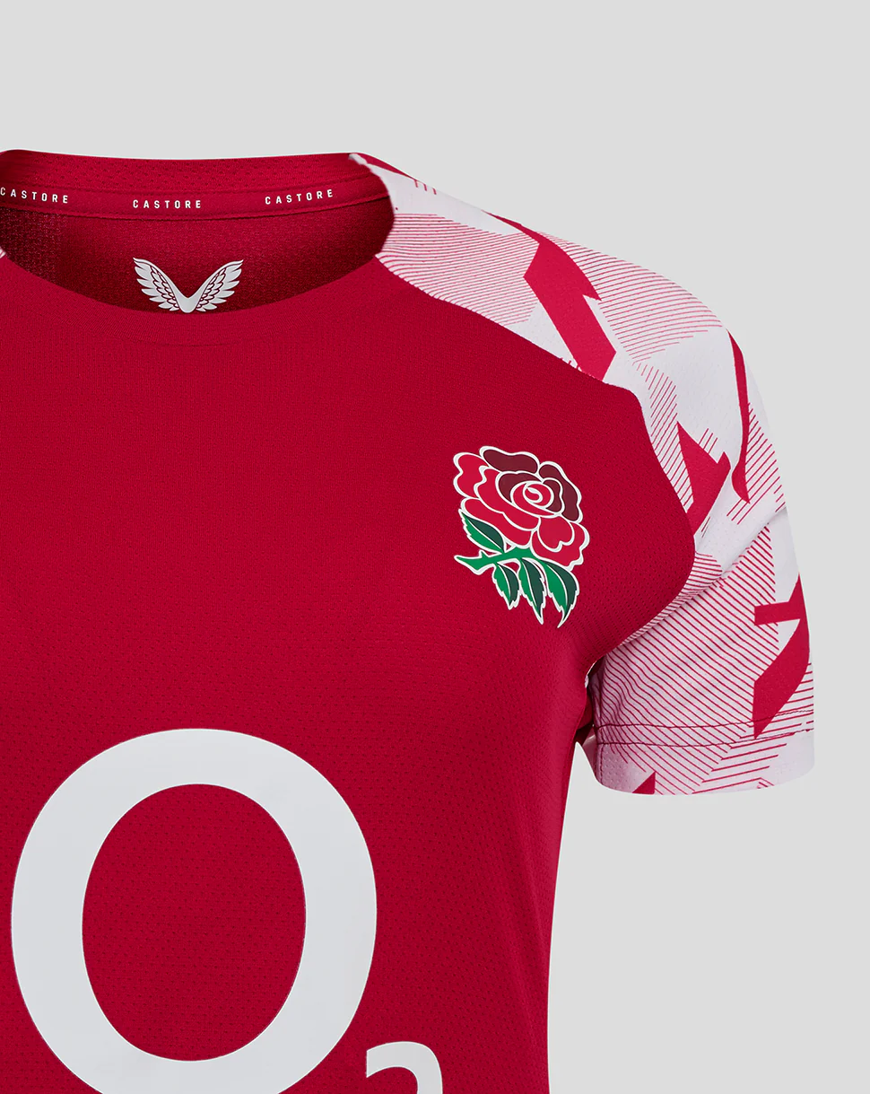 England Rugby Red Roses Pre Match Short Sleeve T Shirt O2 – Women's Fit - Image 4